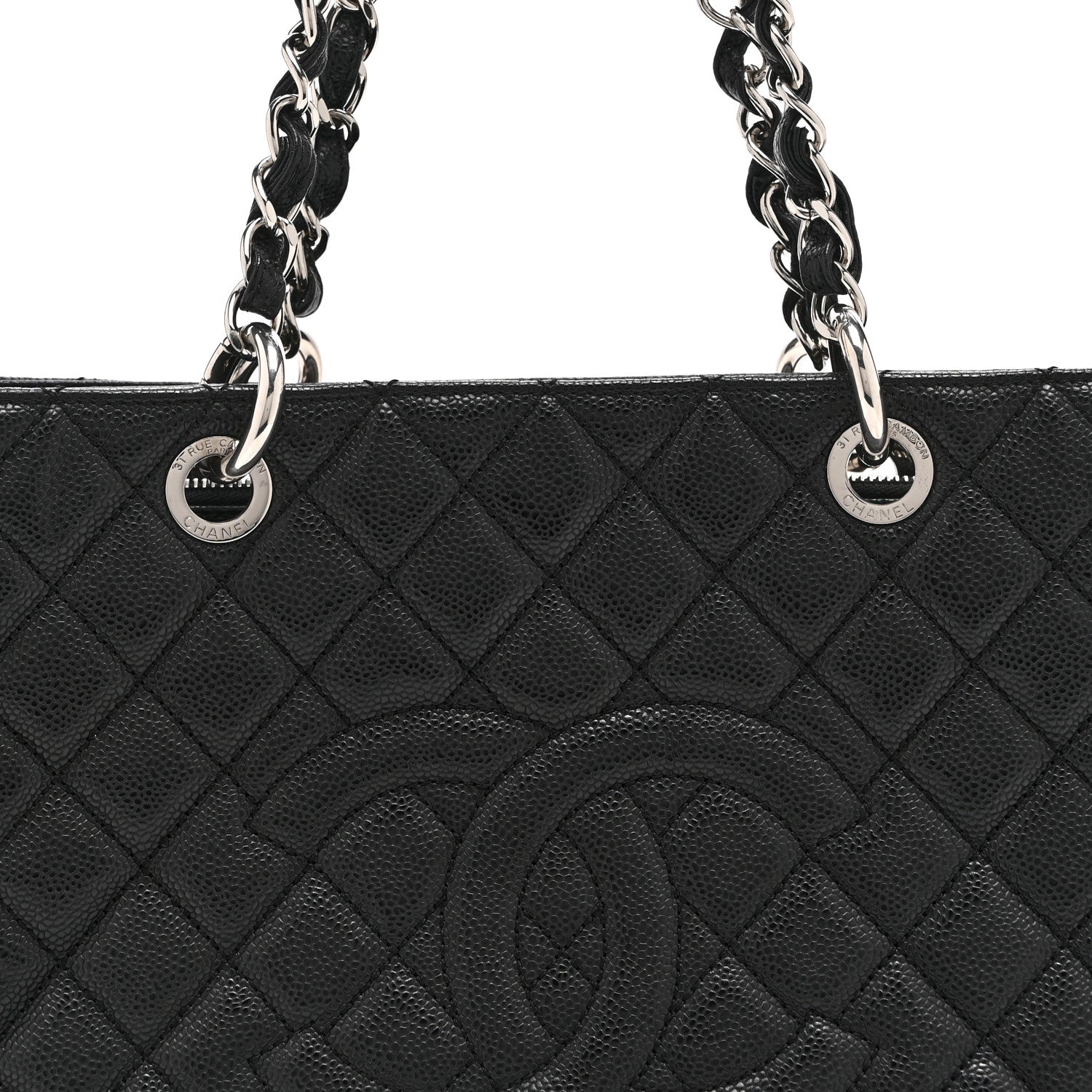Caviar Quilted Grand Shopping Tote GST Black