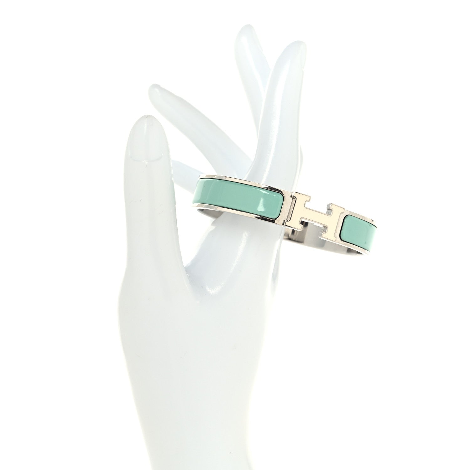 Enamel Narrow Clic Clac H Bracelet PM Lagon White