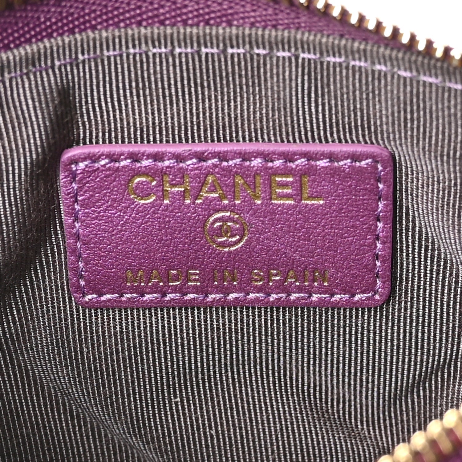 Iridescent Lambskin Quilted Small Cosmetic Case Purple