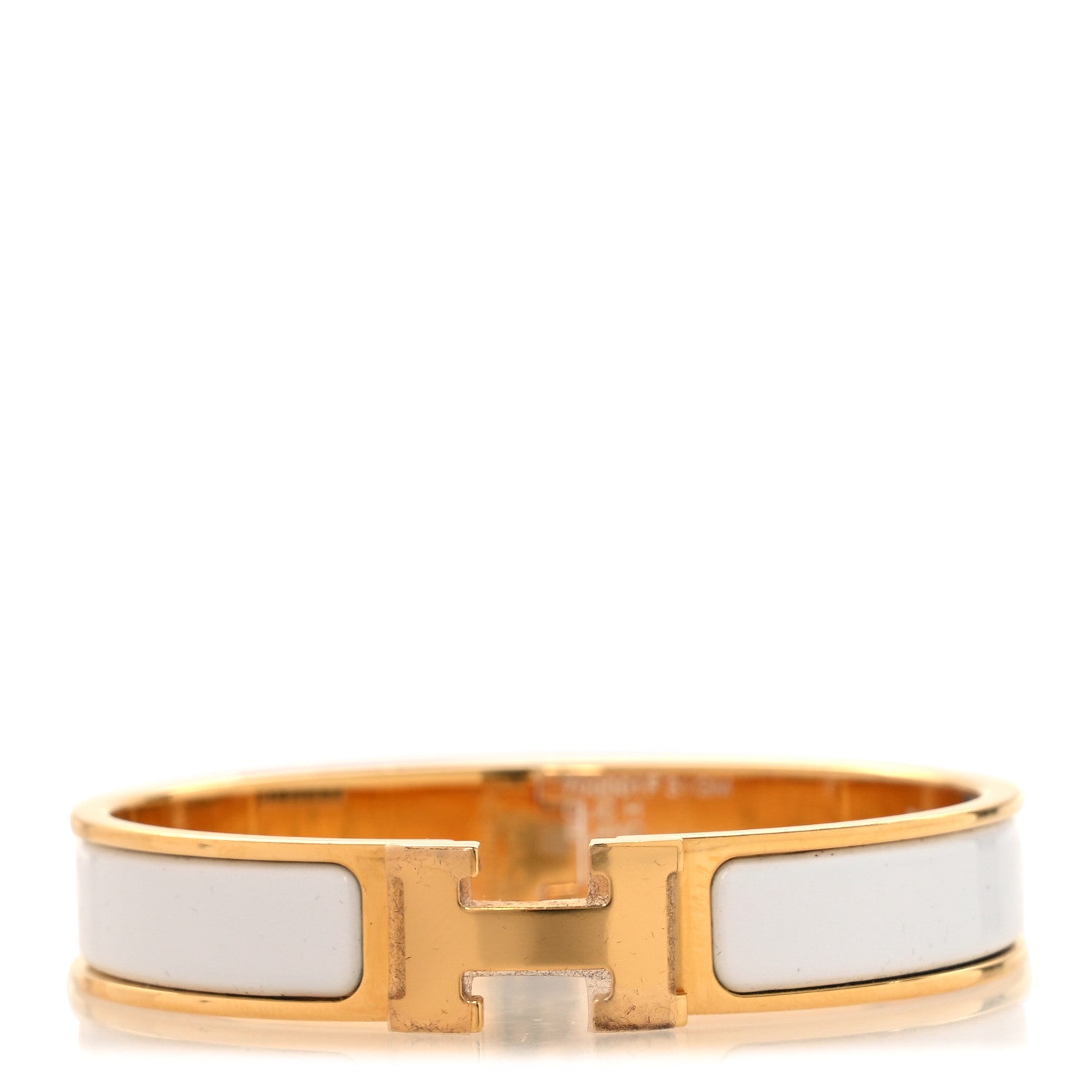 Enamel Narrow Clic Clac H Bracelet GM White
