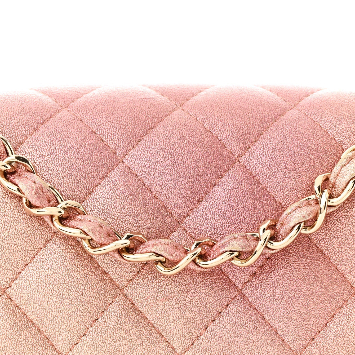Metallic Lambskin Quilted Ombre Mini Rectangular Flap Pink