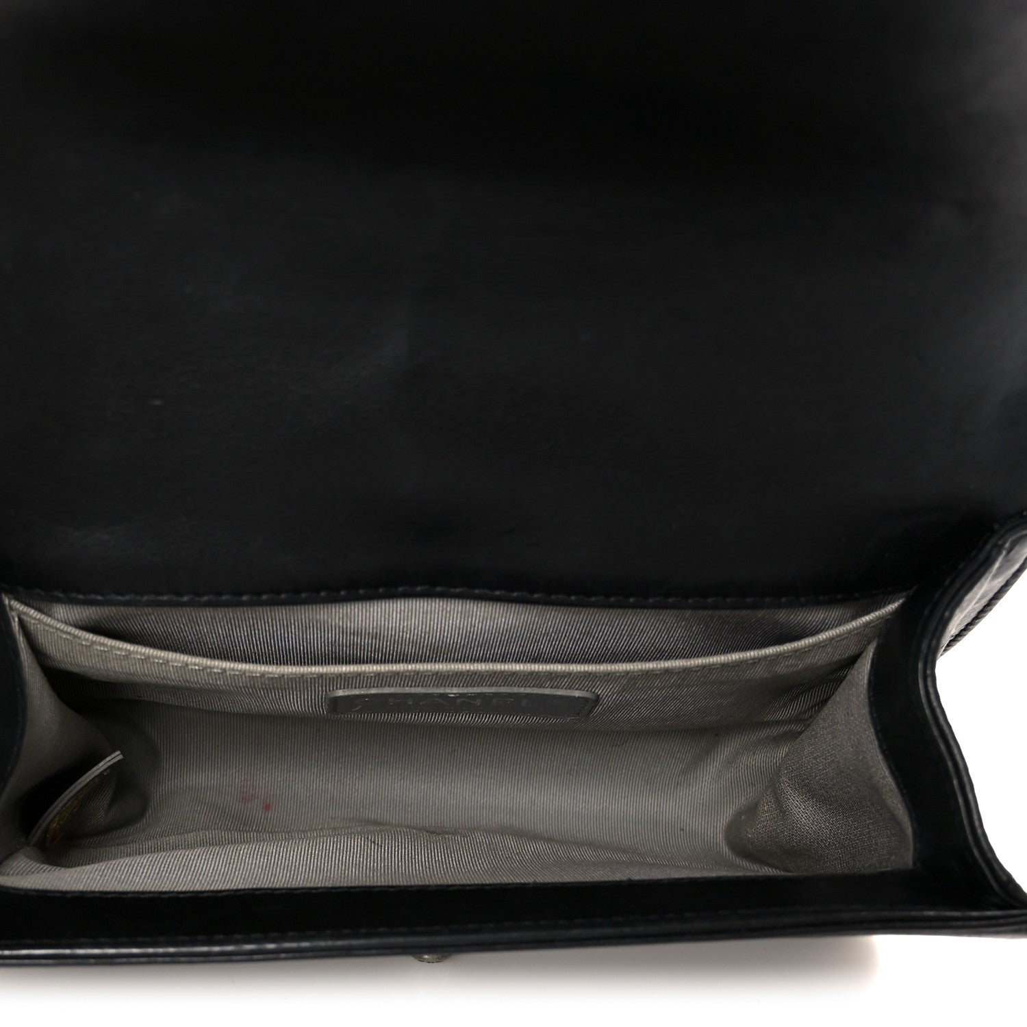 Calfskin Double Stitch Small Boy Flap Black