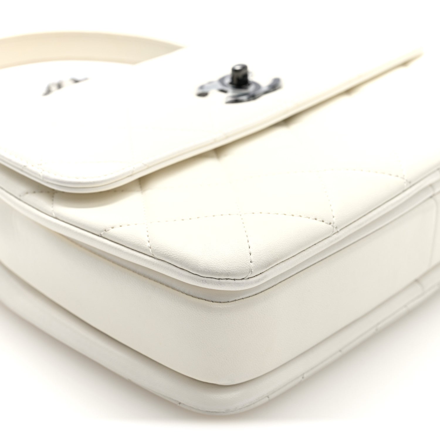Lambskin Quilted Small Trendy CC Dual Handle Flap Bag White