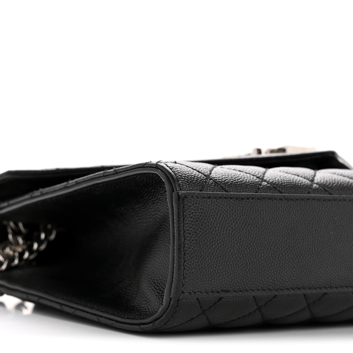 Grain De Poudre Textured Mixed Matelasse Triquilt Medium Monogram Satchel Black