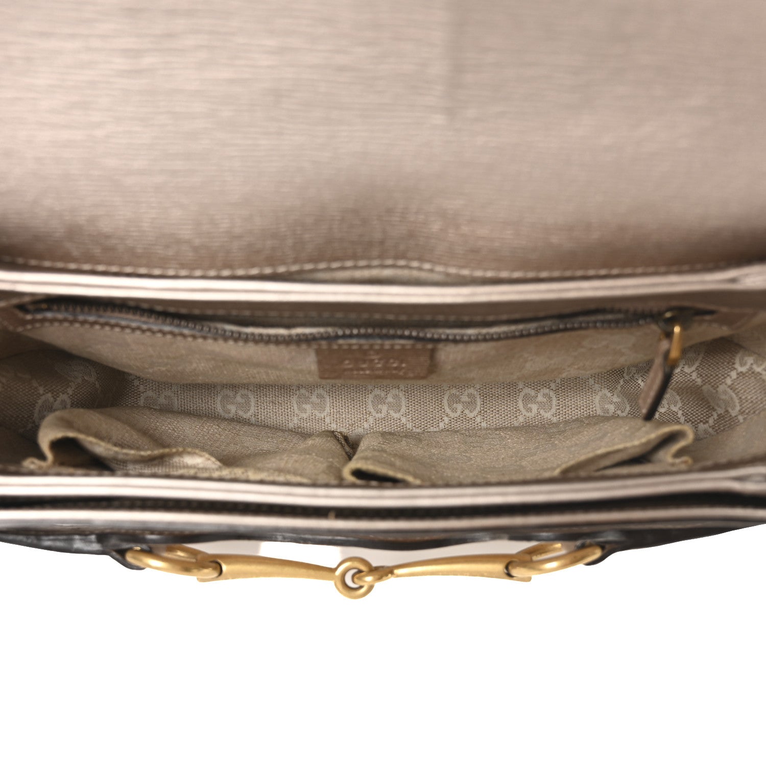 Textured Metallic Calfskin Bright Bit Flap Bag Silver