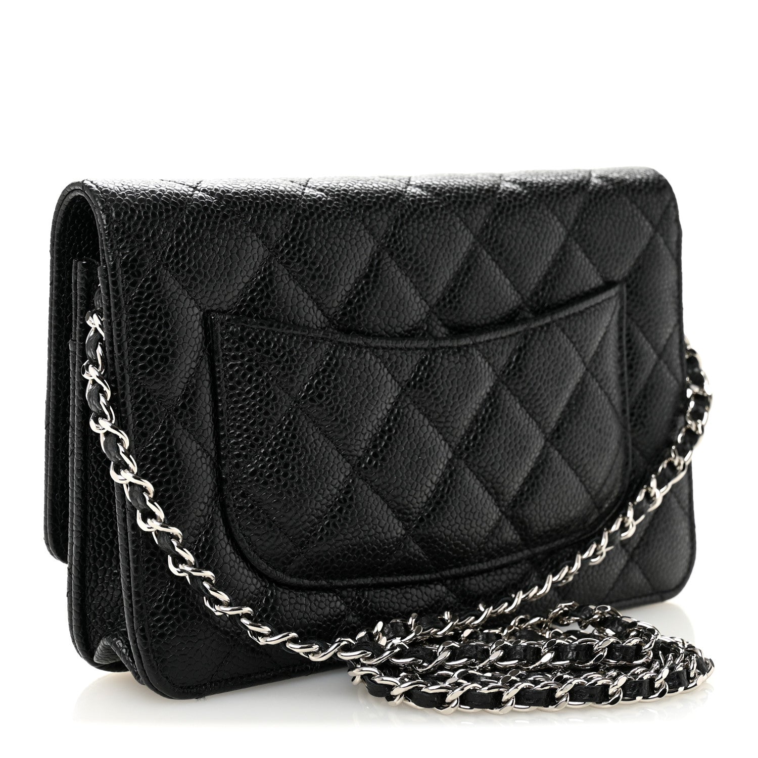 Caviar Quilted Wallet on Chain WOC Black