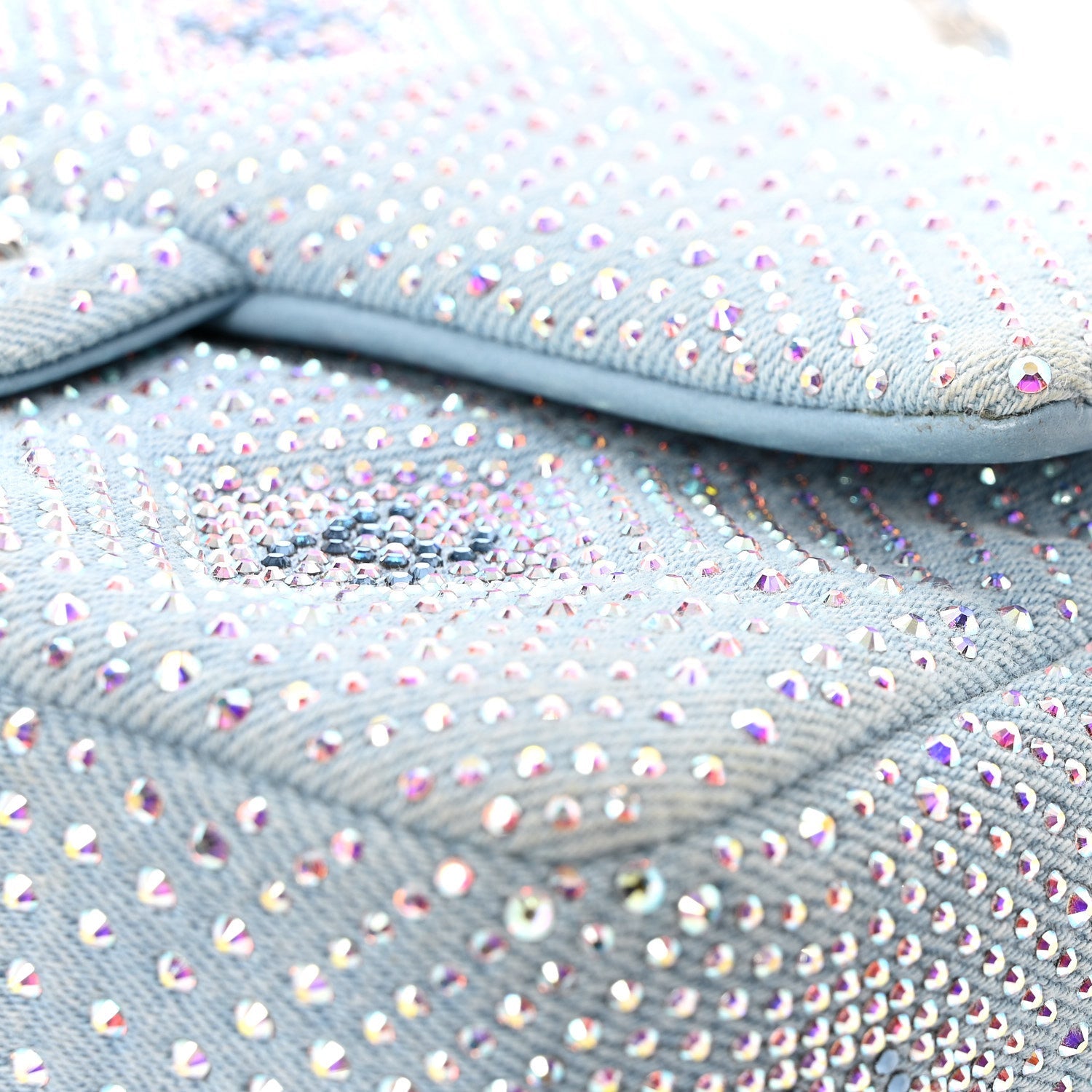 Denim Strass Evening Flap Bag Blue