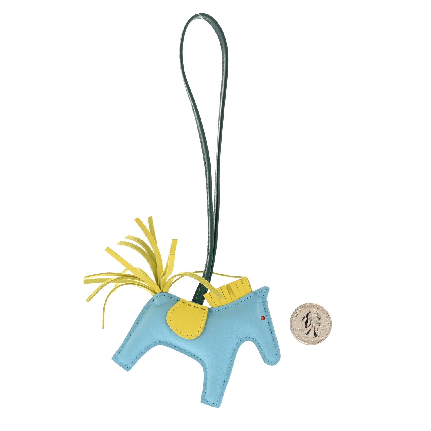 Milo Lambskin Grigri Rodeo Horse Bag Charm PM Bleu Celeste Lime Malachite