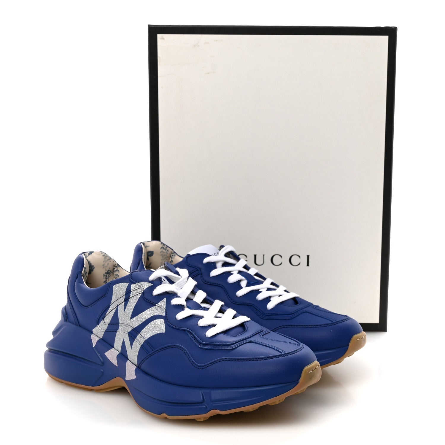 X MLB Calfskin NY Yankees Mens Rhyton Sneakers 8 Electric Blue