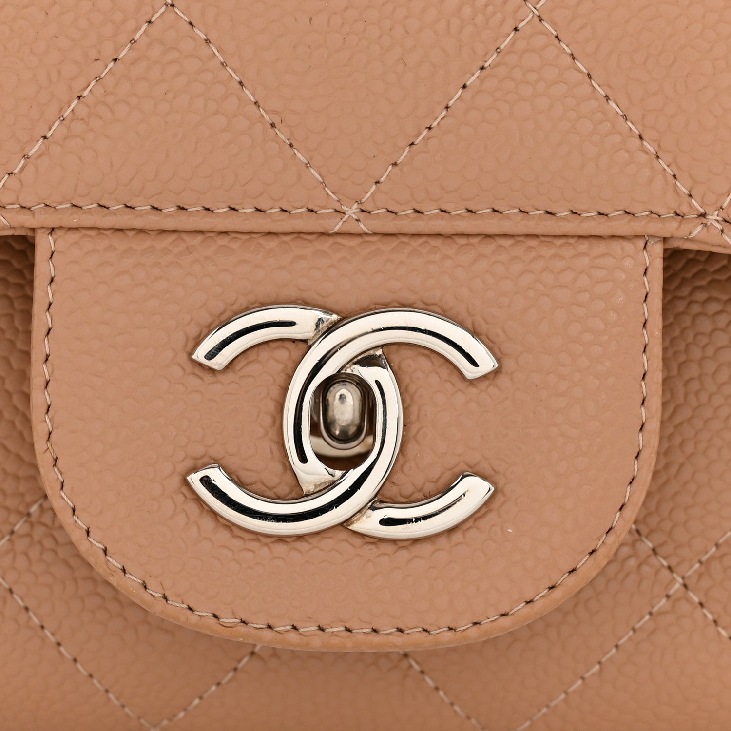 Caviar Quilted Jumbo Single Flap Dark Beige
