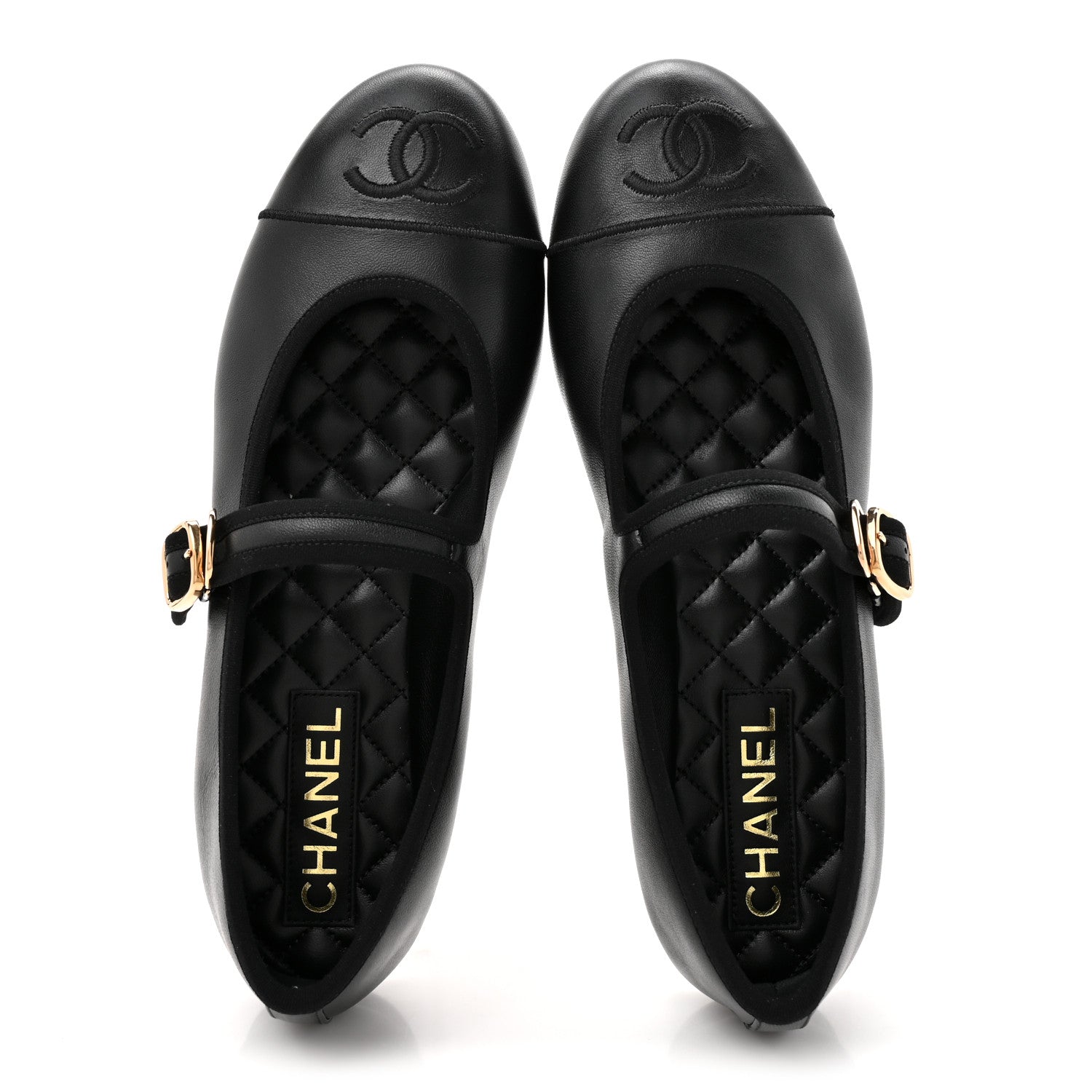 Lambskin Mary Jane Flats 38.5 Black