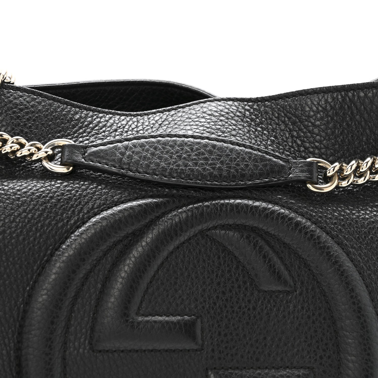 Pebbled Calfskin Medium Soho Chain Shoulder Bag Black