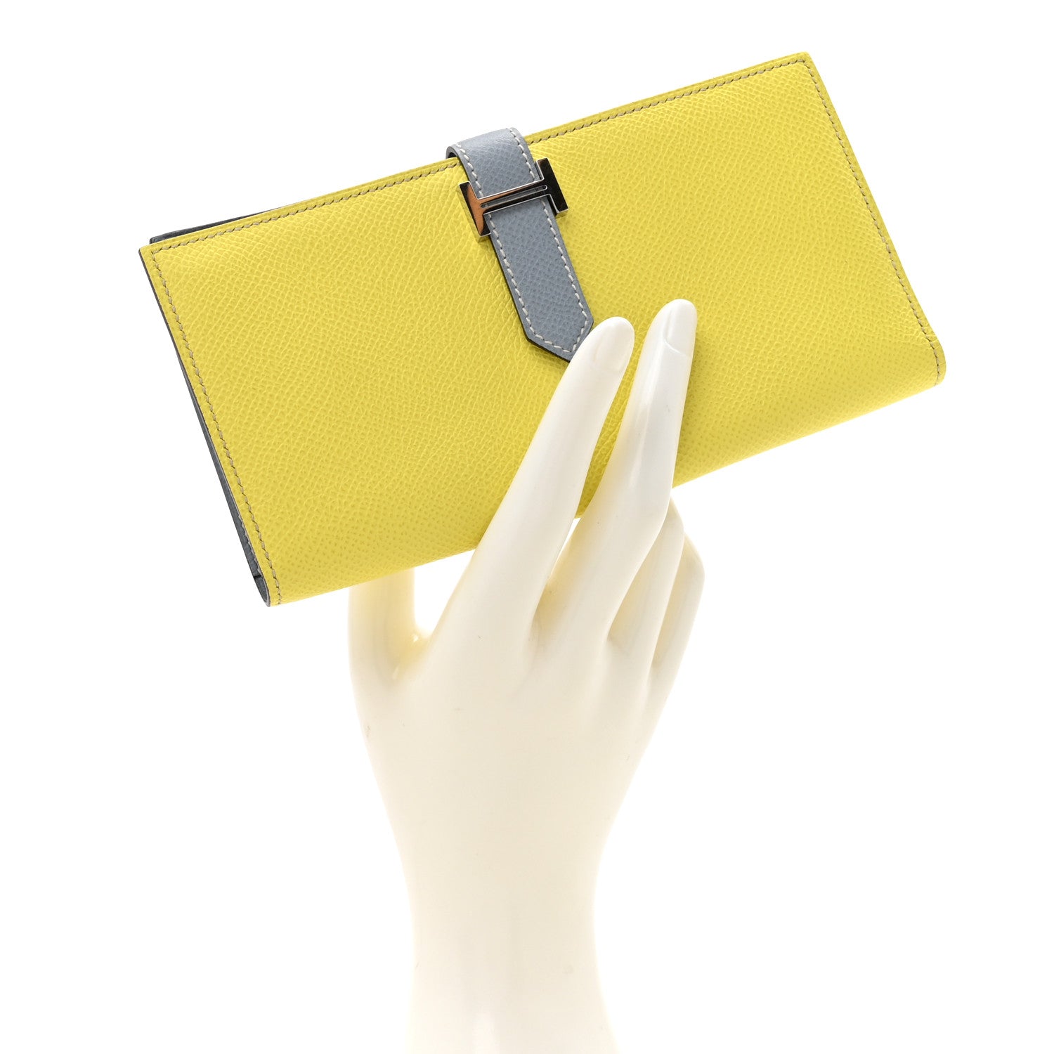 Epsom Bi-Color Bearn Gusset Wallet Lime Bleu Lin