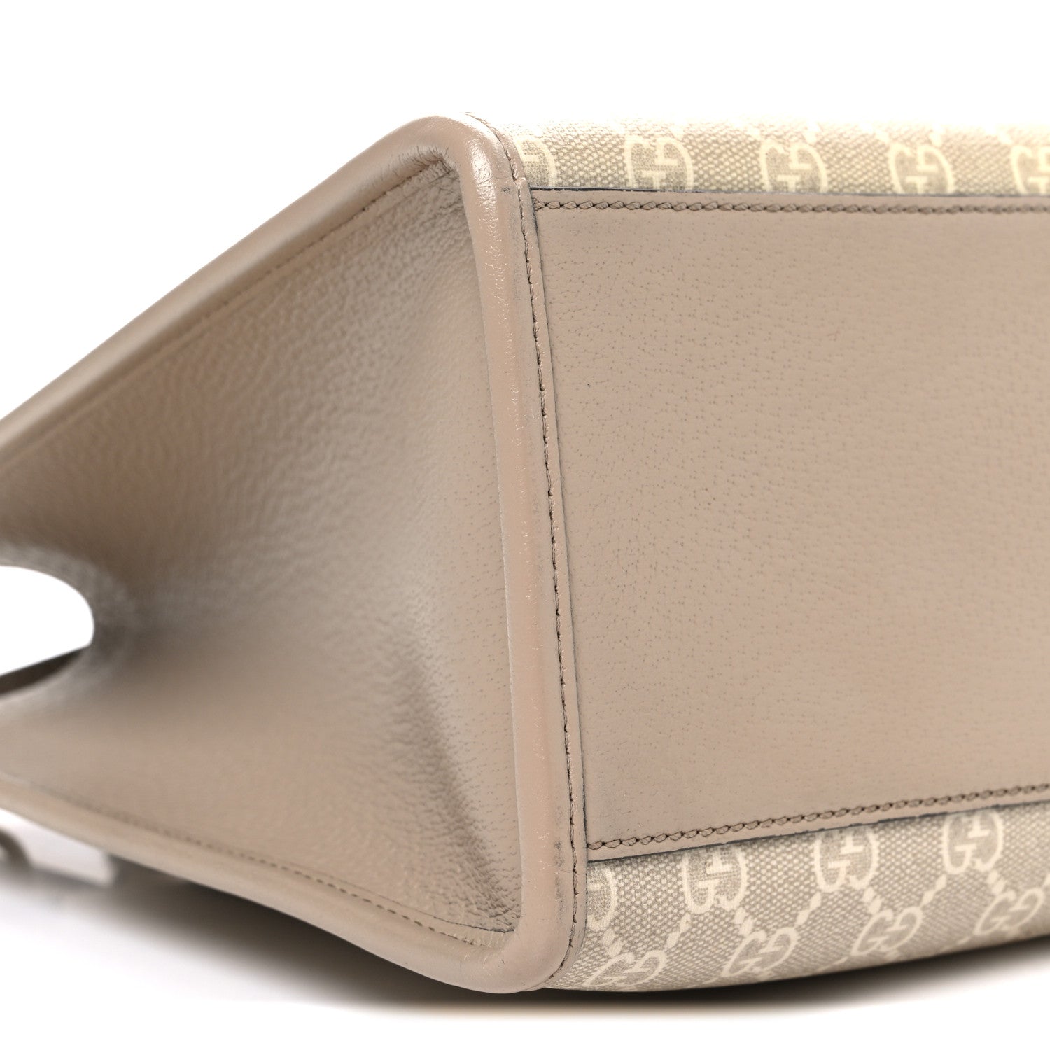 GG Supreme Monogram Textured Dollar Calfskin Small Retro Interlocking G Tote Bag Beige Mystic White Oatmeal