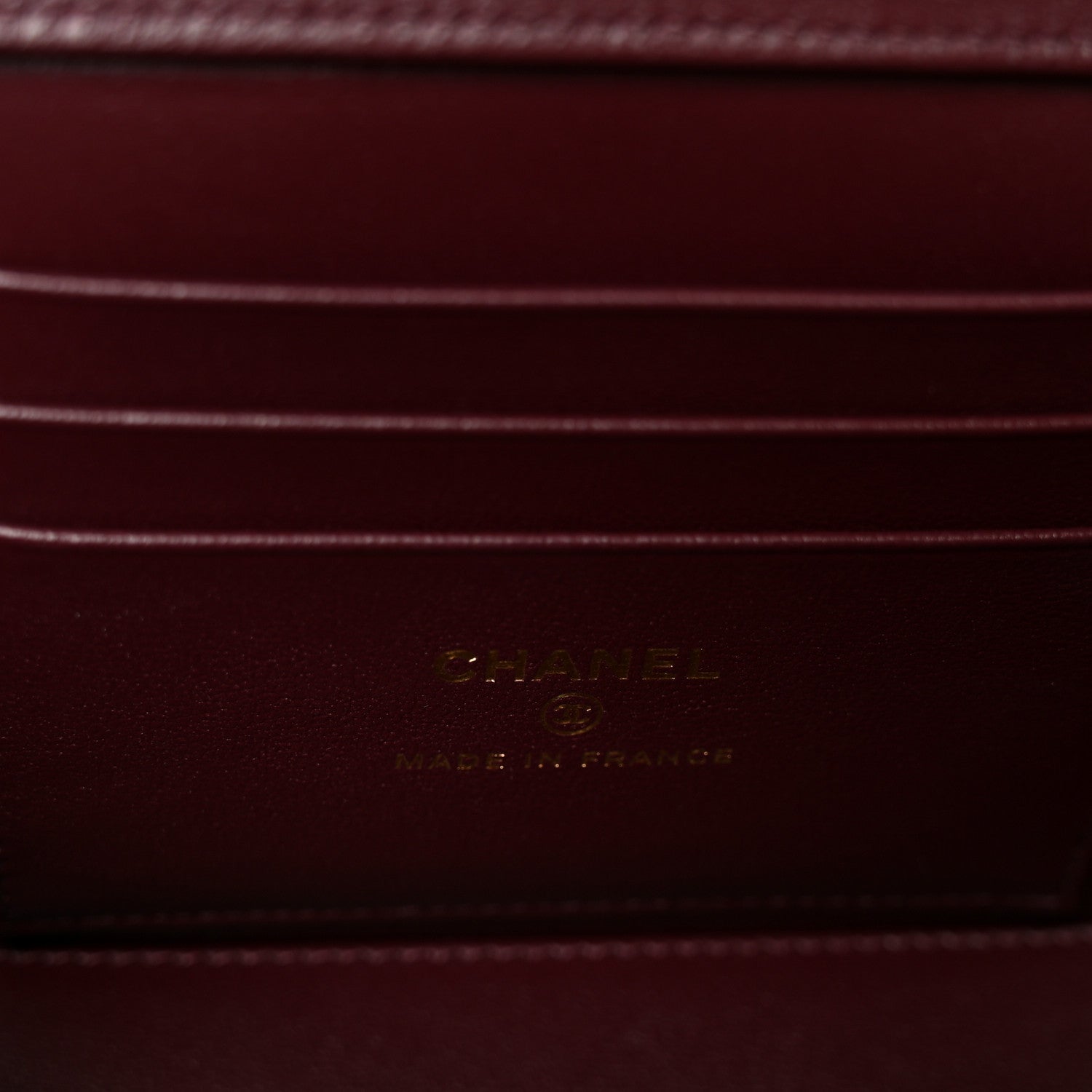 Lambskin Quilted Small Top Handle Vanity Case With Chain Burgundy