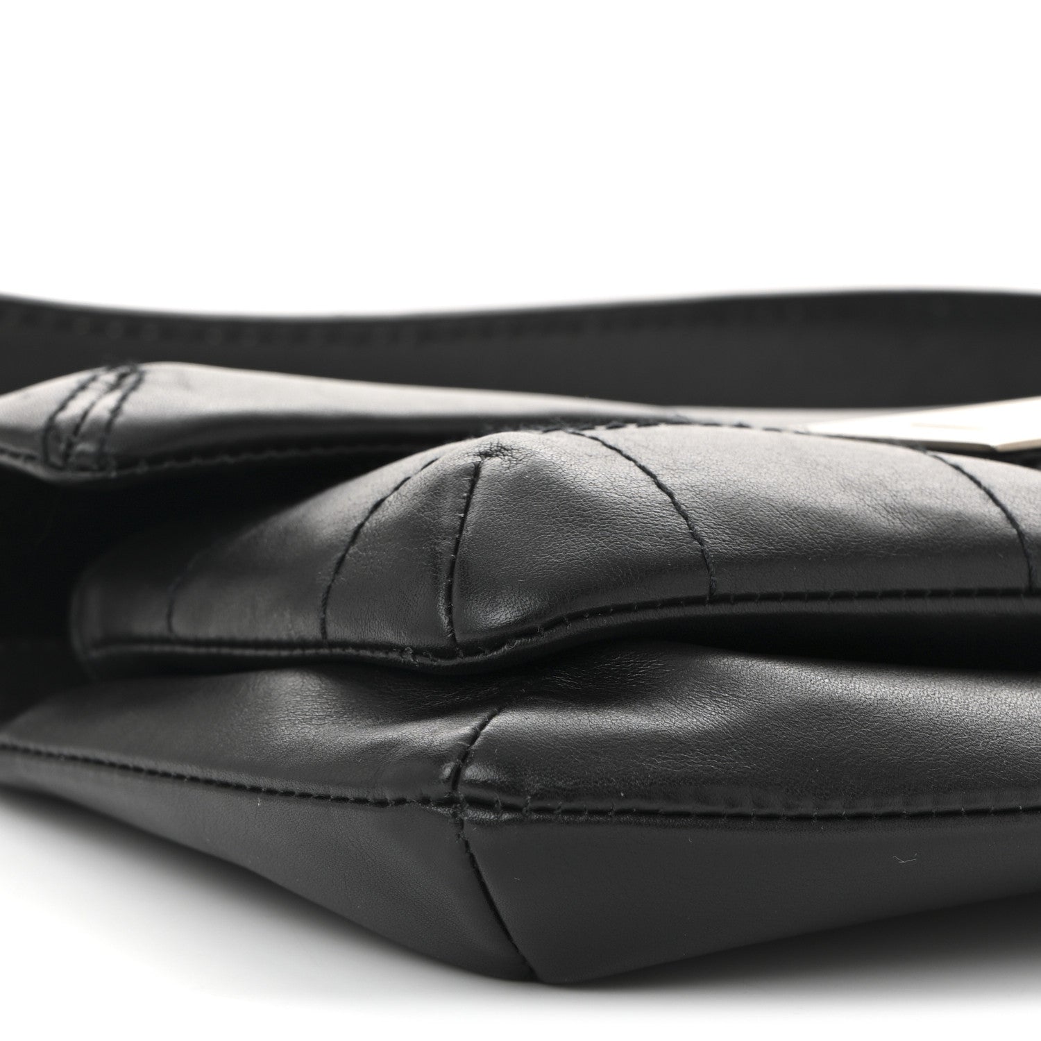 Calfskin Square Stitched Mademoiselle Shoulder Bag Black