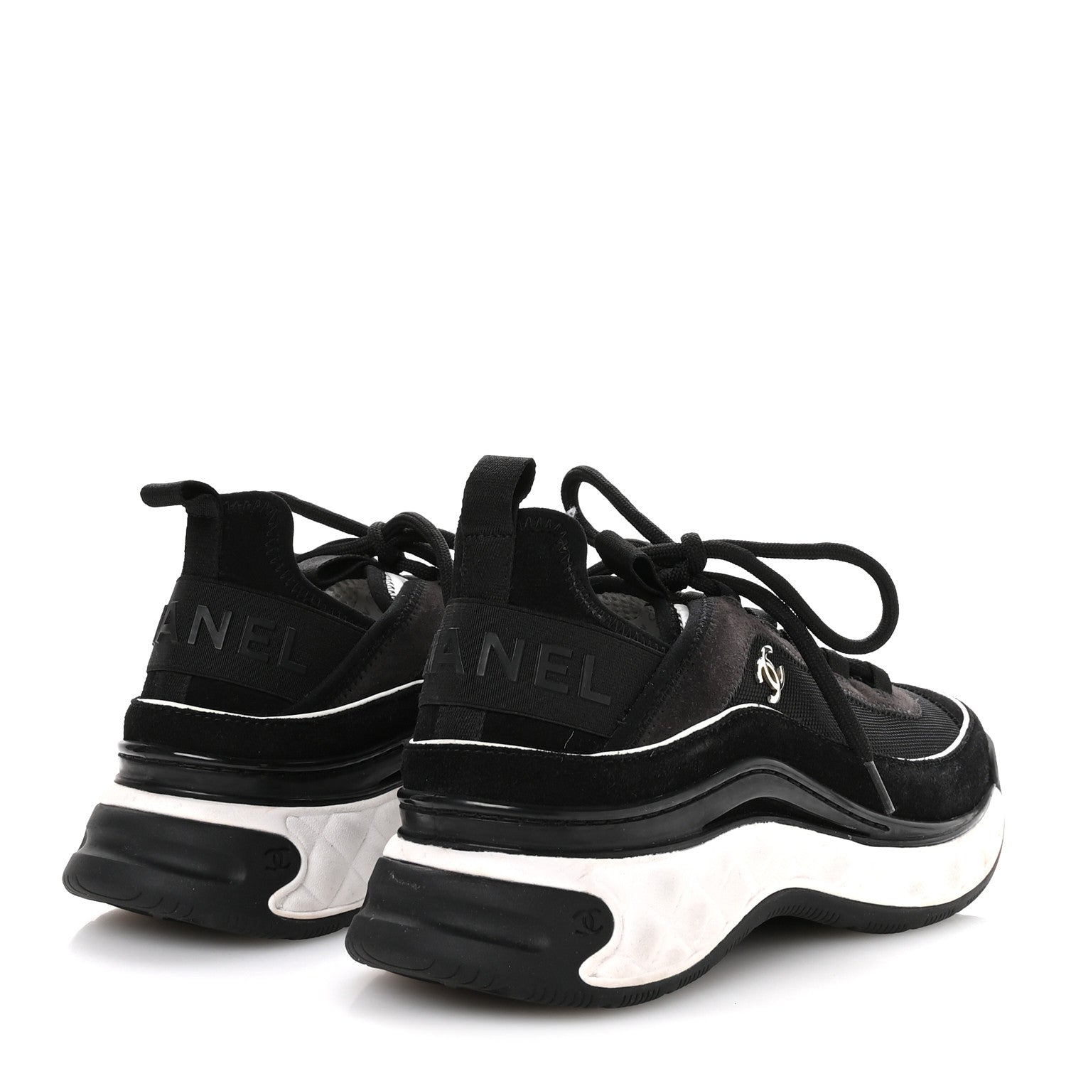Velvet Calfskin Mixed Fibers CC Sneakers 39.5 Black