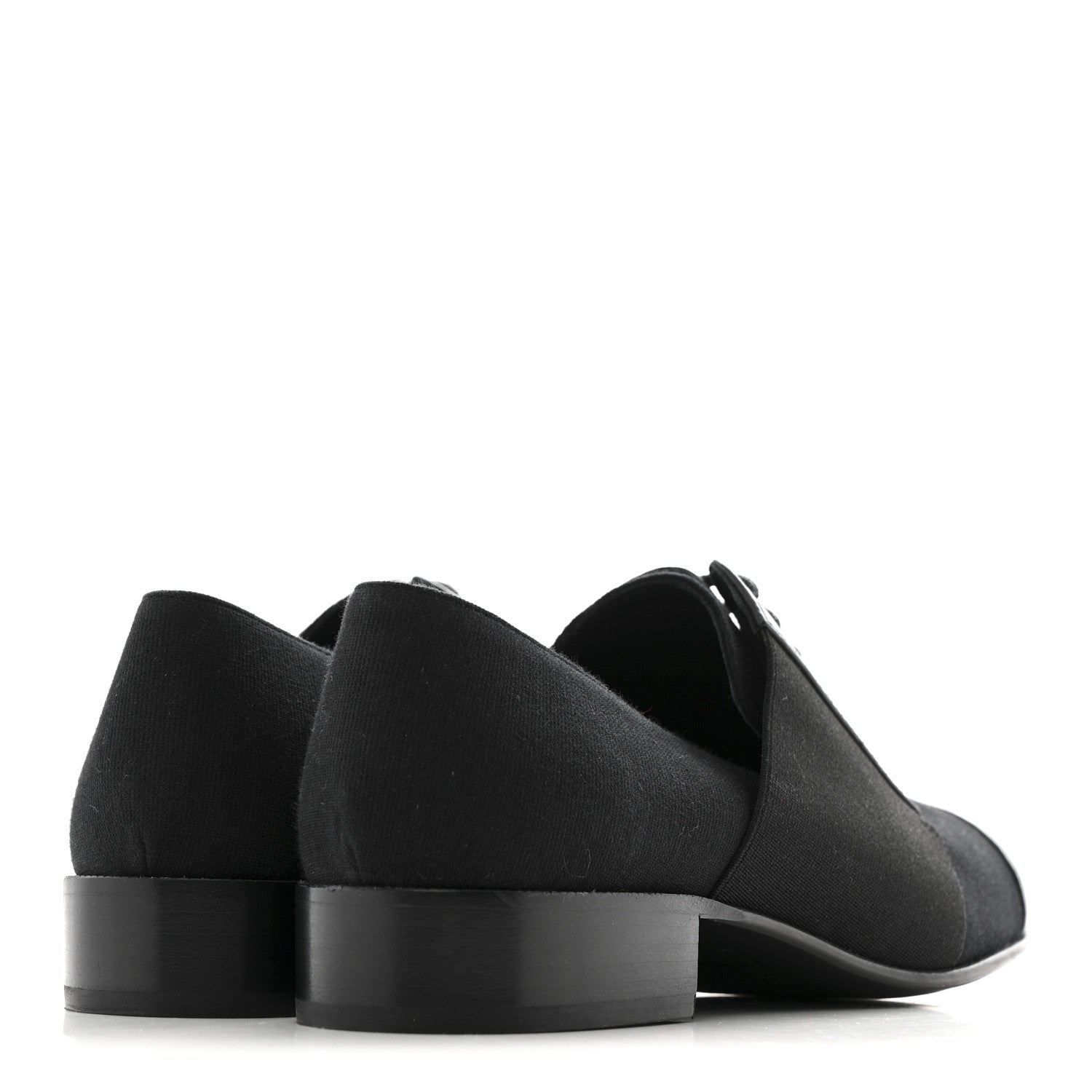 Calfskin Elastic Lace Up Cap Toe CC Loafers 37 Black