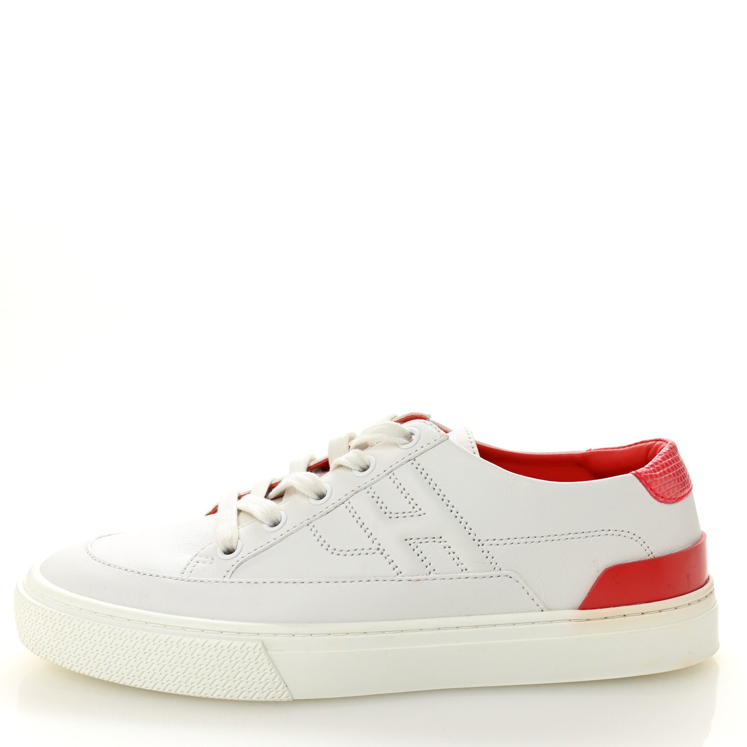 Shiny Lizard Calfskin Deep Sneakers 38 White Bougainvillea