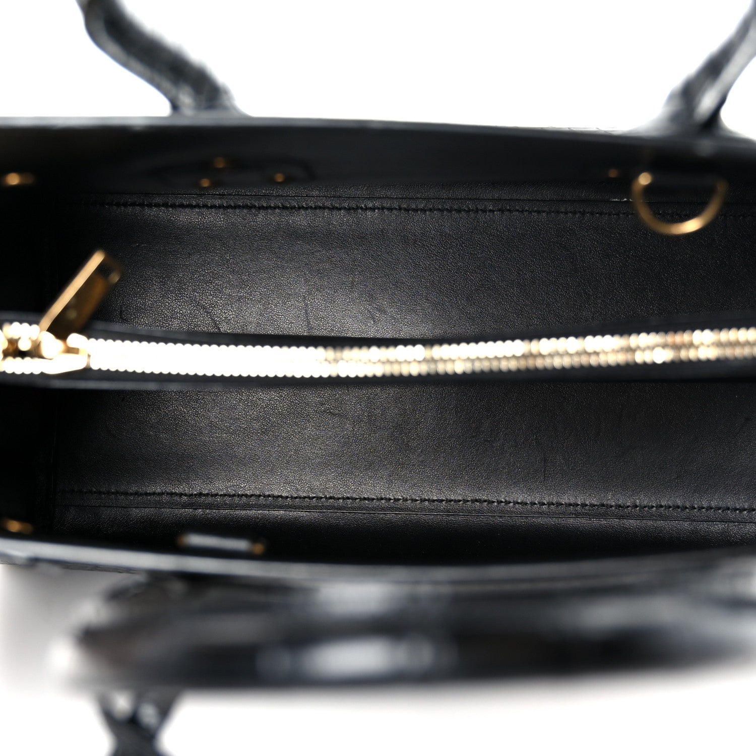 Calfskin Crocodile Embossed Small Sac de Jour Black