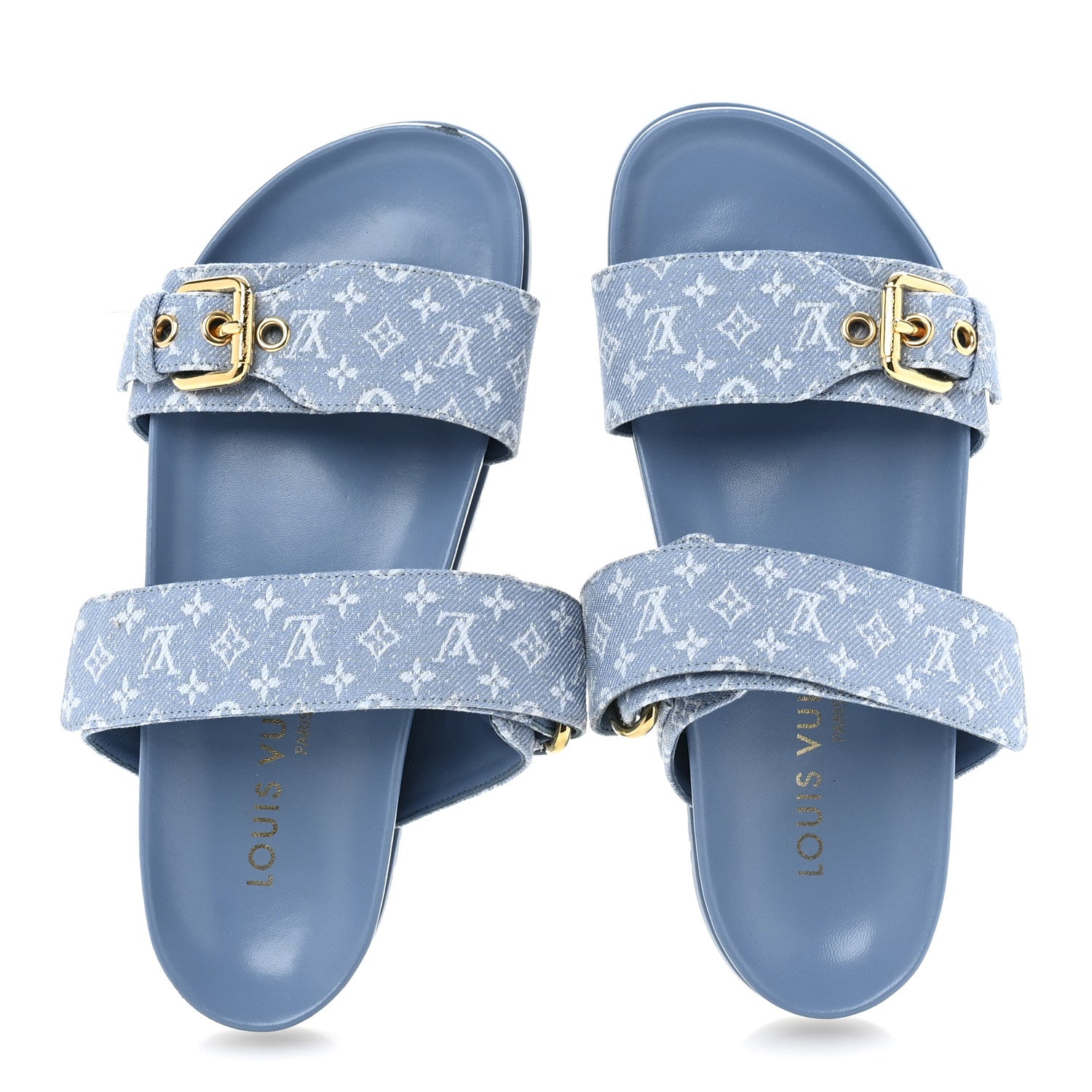 Monogram Jacquard Bom Dia Flat Comfort Mules 36 Blue