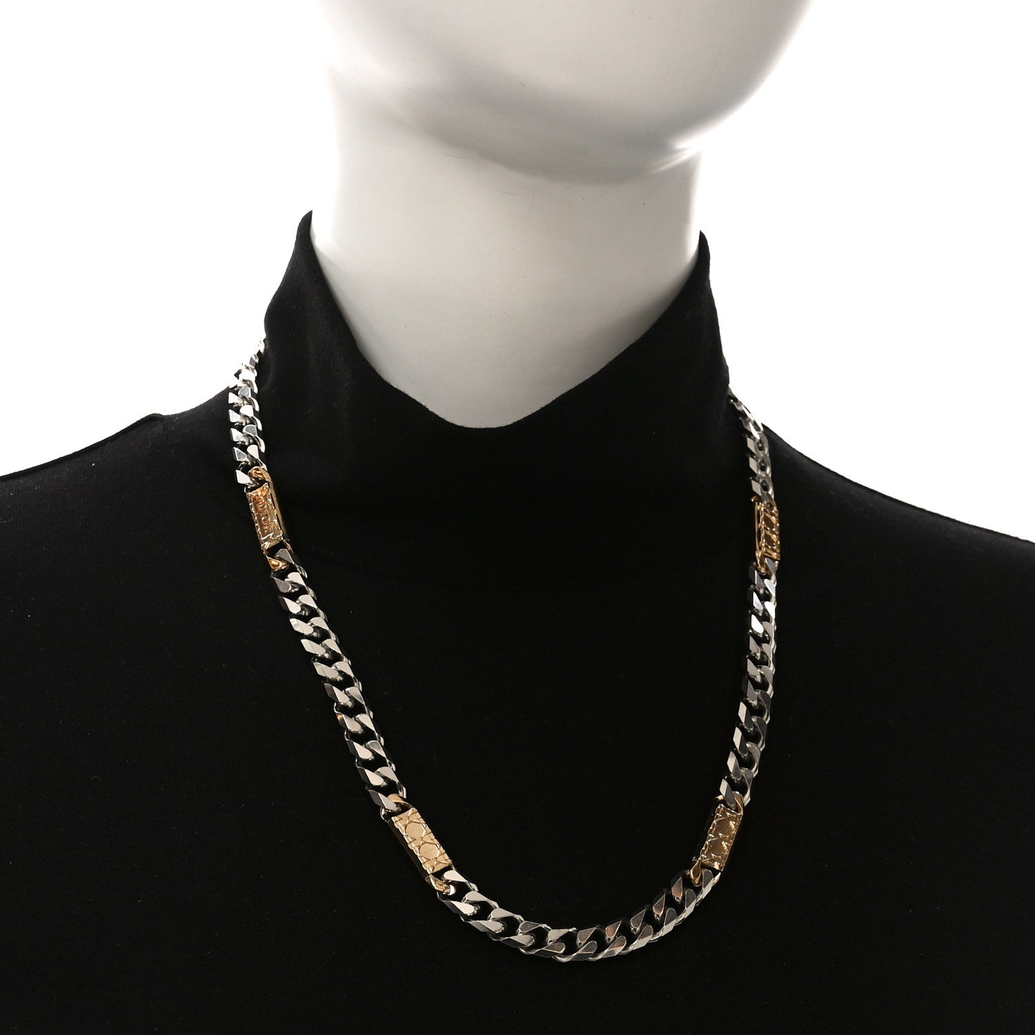 Metal Cannage Chain Link Necklace Gold Silver
