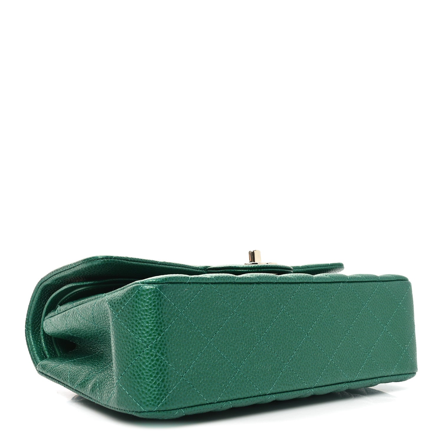 Metallic Caviar Quilted Small Double Flap Green