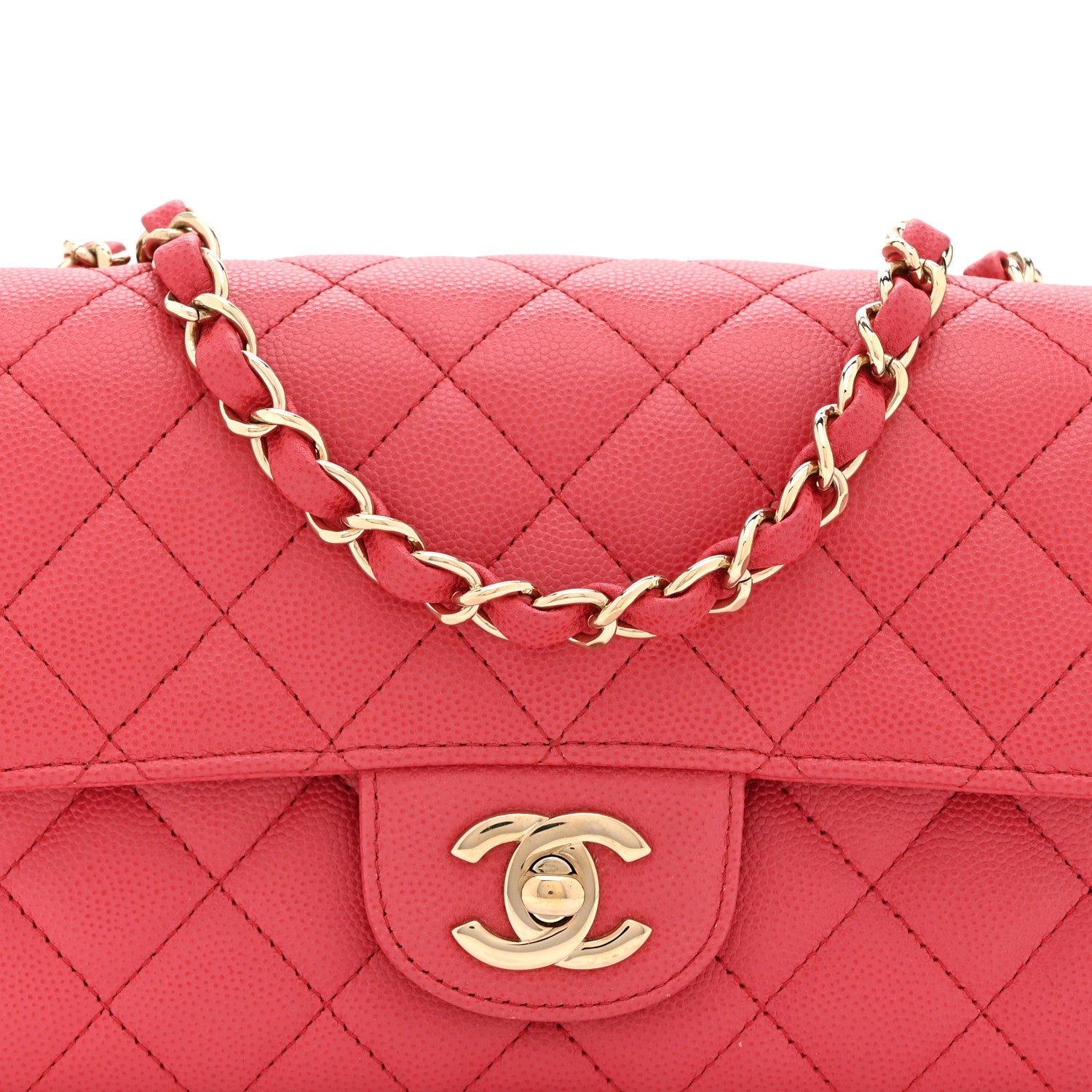 Caviar Quilted Mini Rectangular Flap Dark Pink