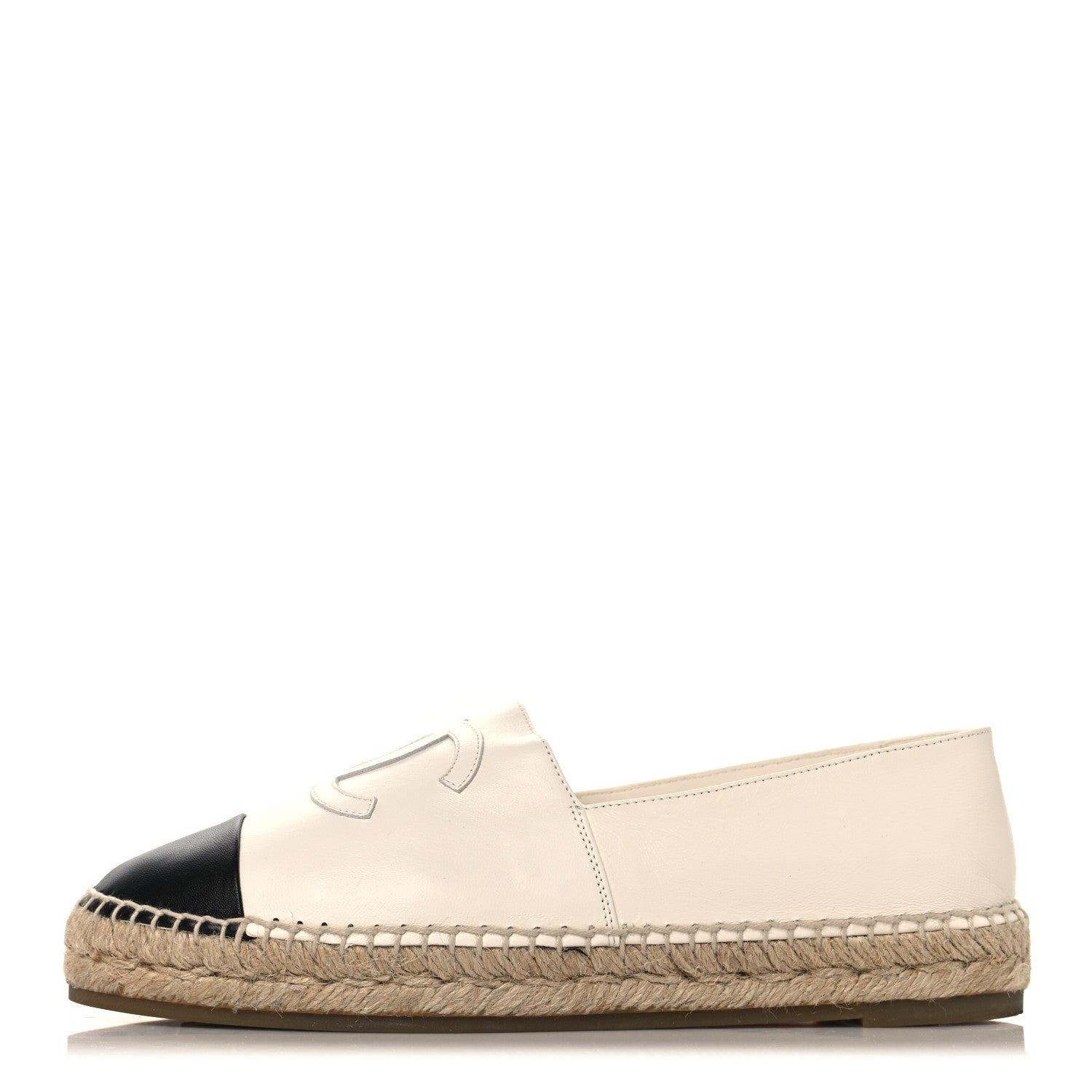 Lambskin CC Espadrilles 40 White Black