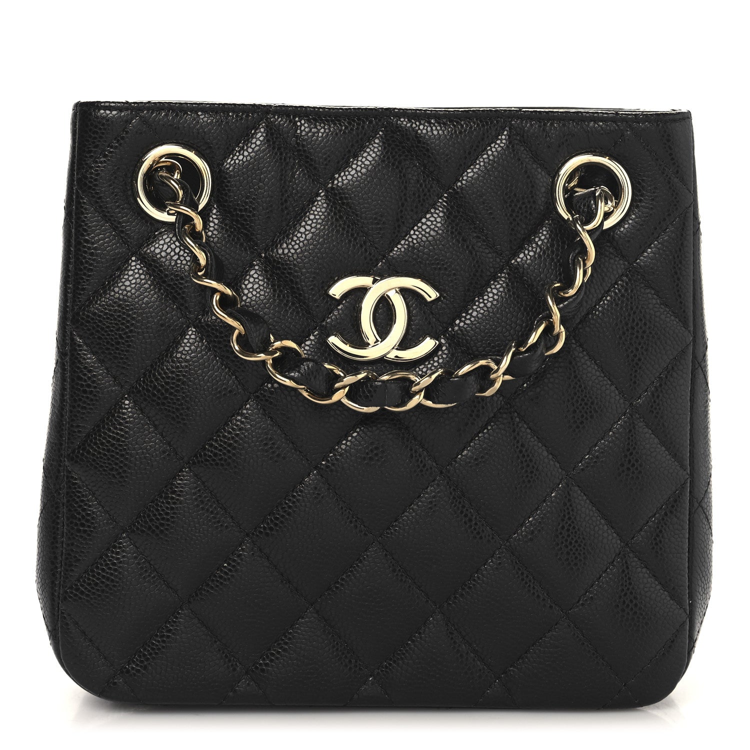 Caviar Quilted Mini Bucket Bag Black