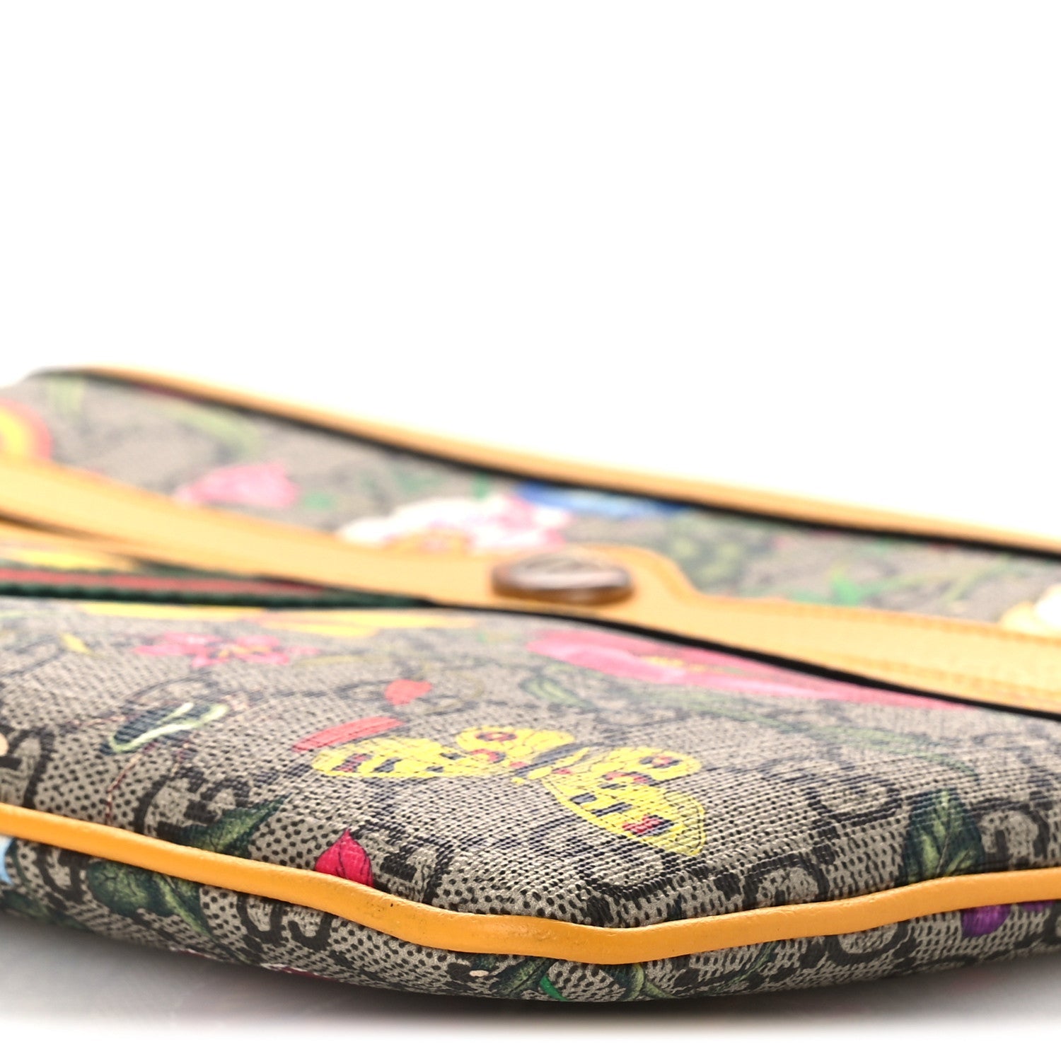 GG Supreme Monogram Flora Large Ophidia Pouch Clutch Beige Multicolor Crop