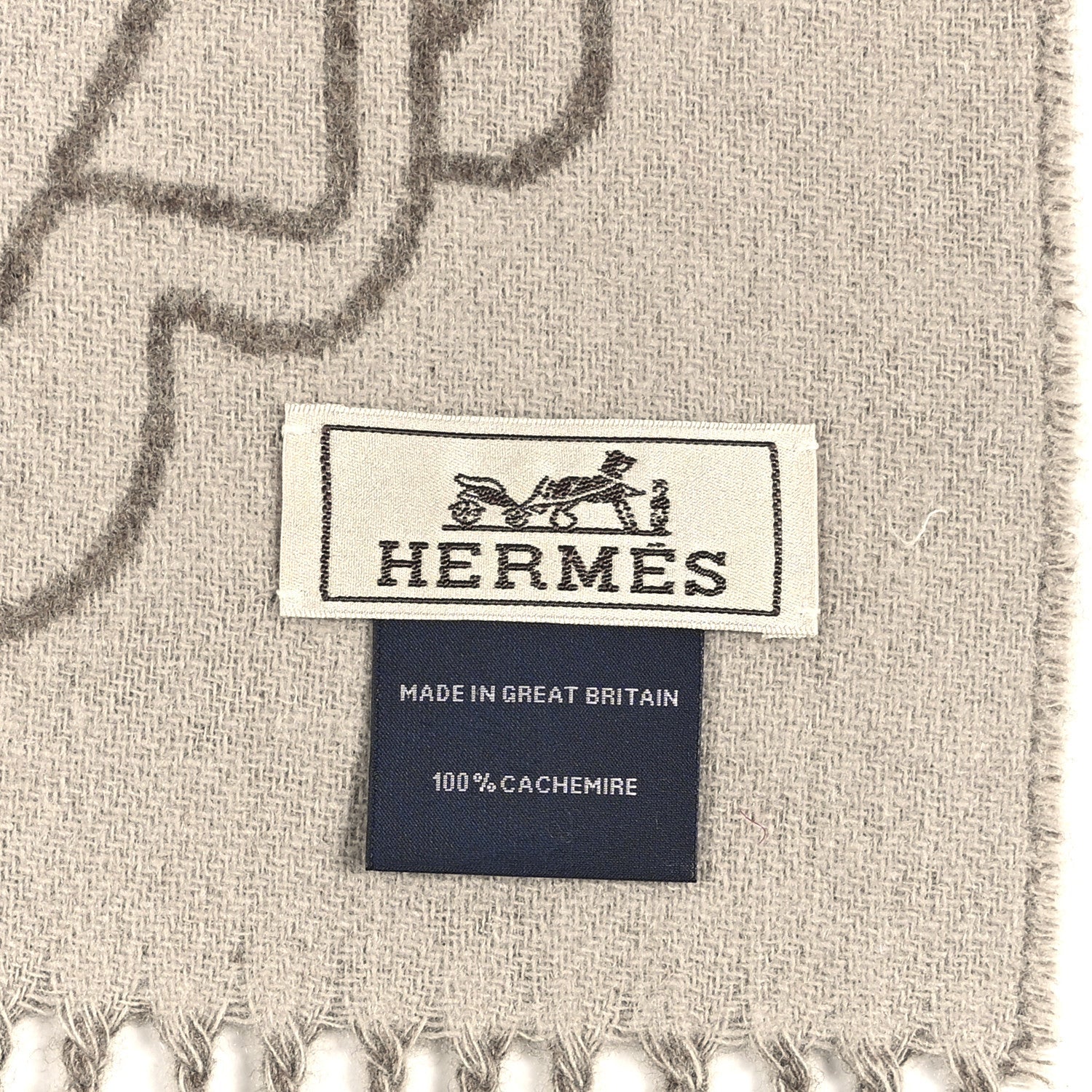 Cashmere Tete-a-Tete Equestre Scarf Taupe Grege