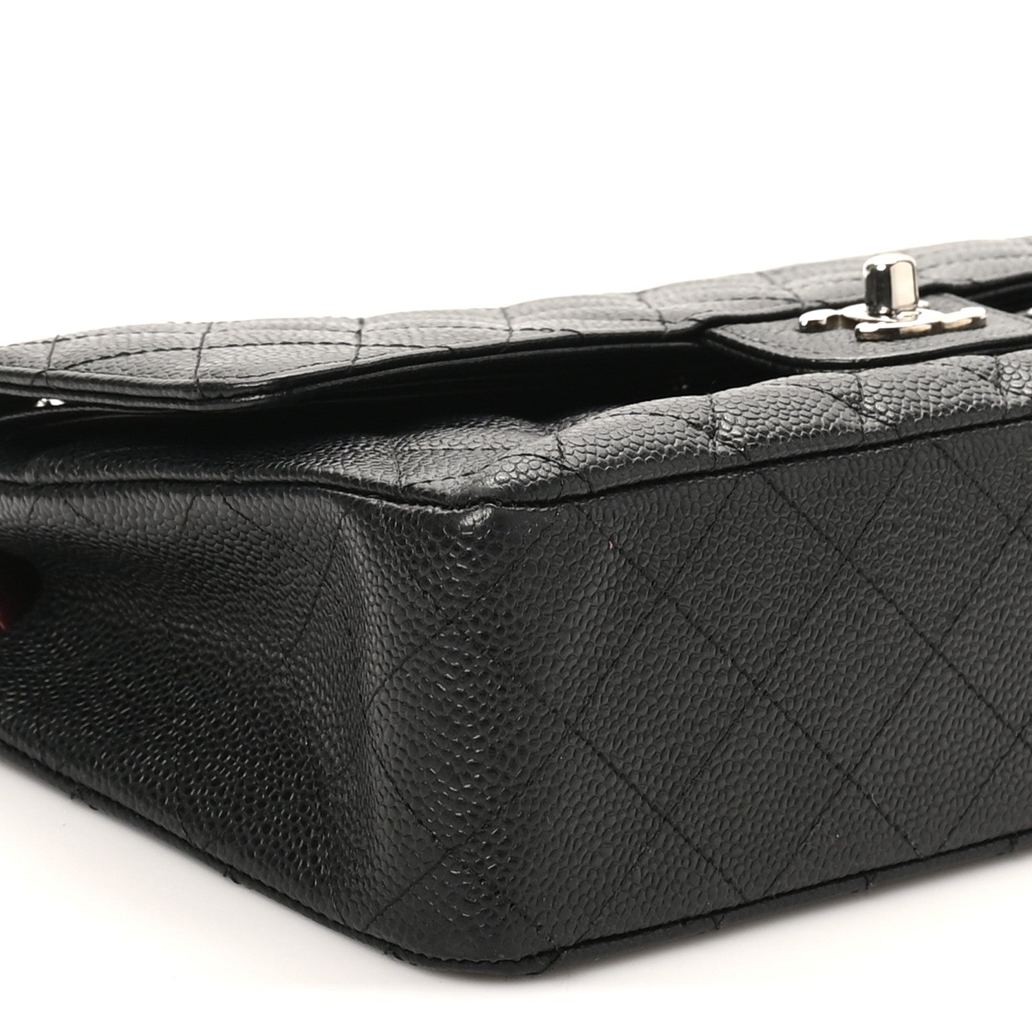 Caviar Quilted Medium Double Flap Black