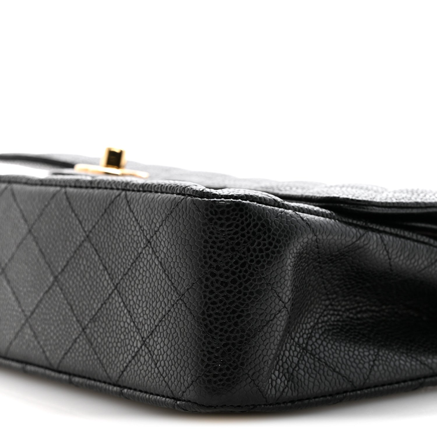 Caviar Quilted Medium Double Flap Black