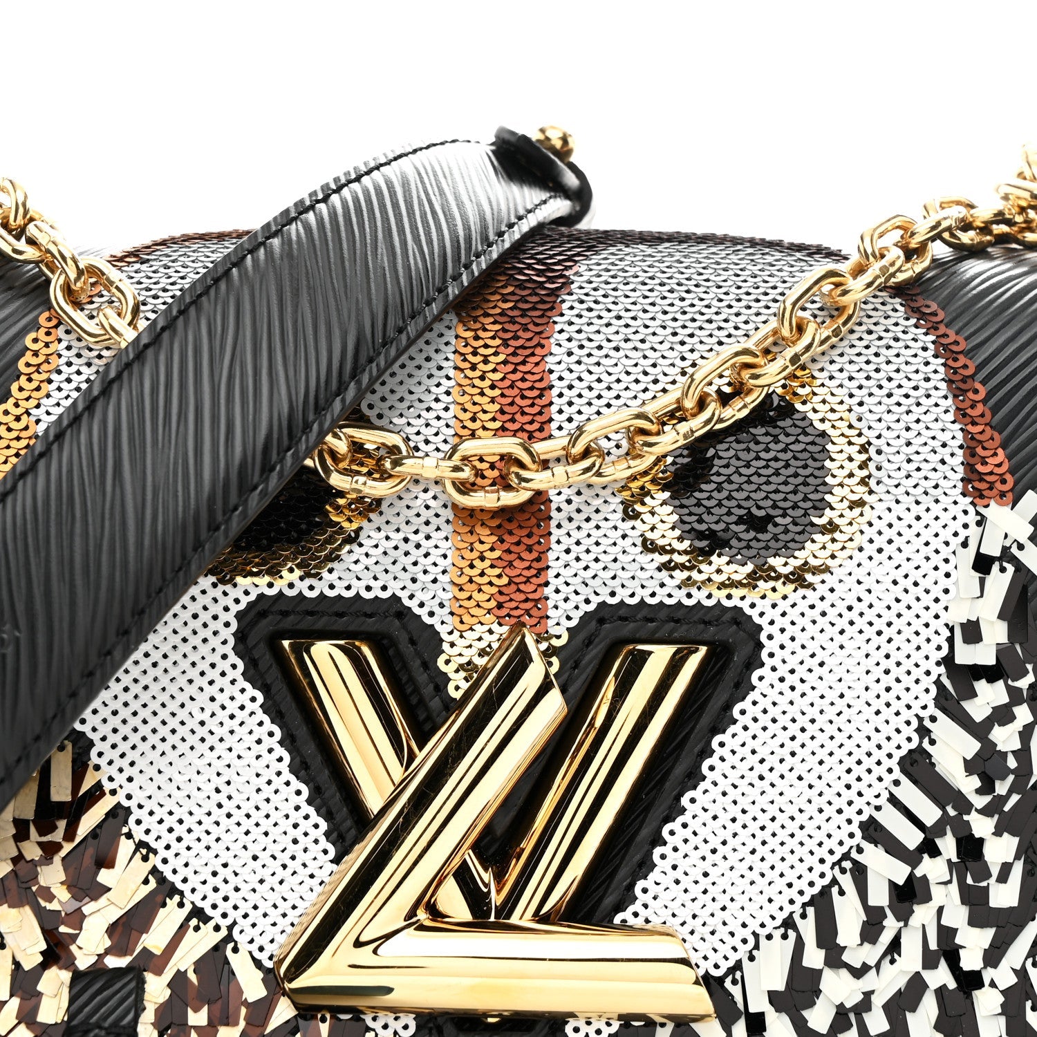 Epi Sequins Twist Shoulder Bag MM Black