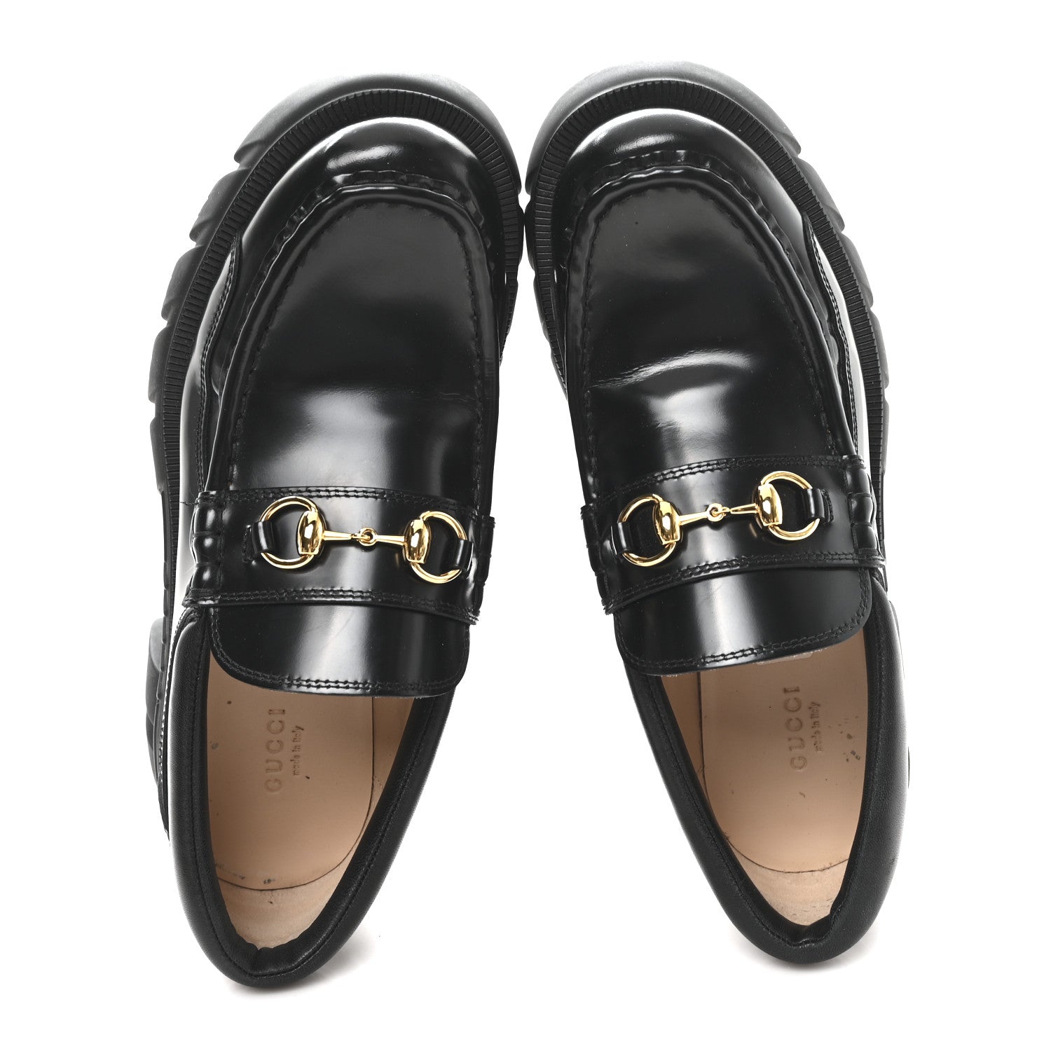 Magnum Calfskin Nappa Samoa Womens Horsebit Platform Chunky Lug Sole 40mm Loafers 40 Black