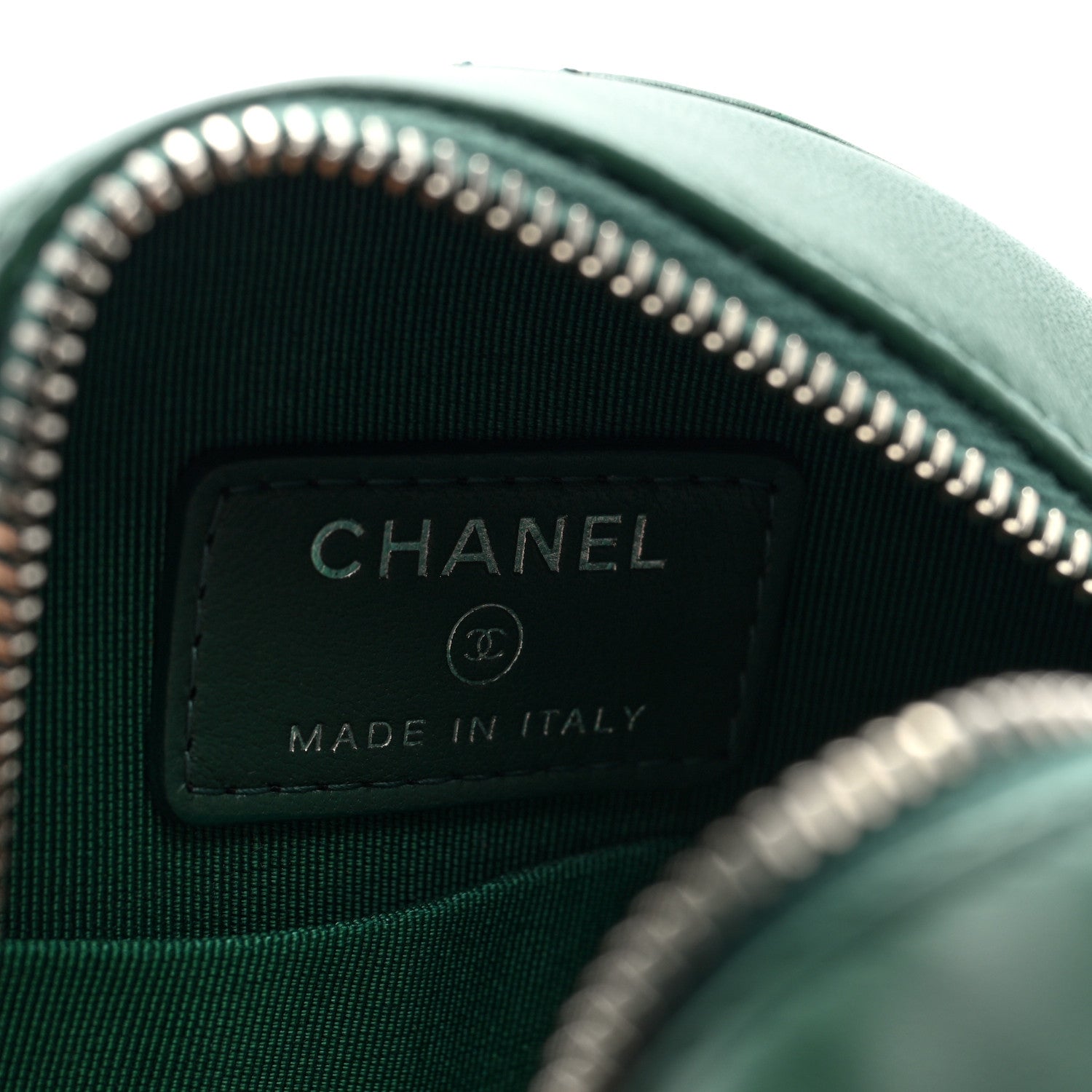 Lambskin Quilted Round Clutch With Chain Green