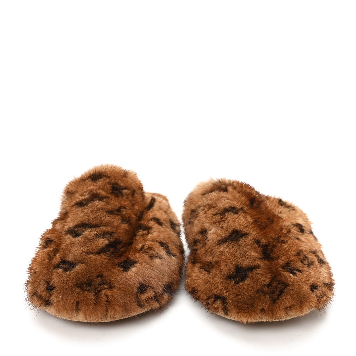 Mink Fur LV Suite Slippers Cognac 40-41