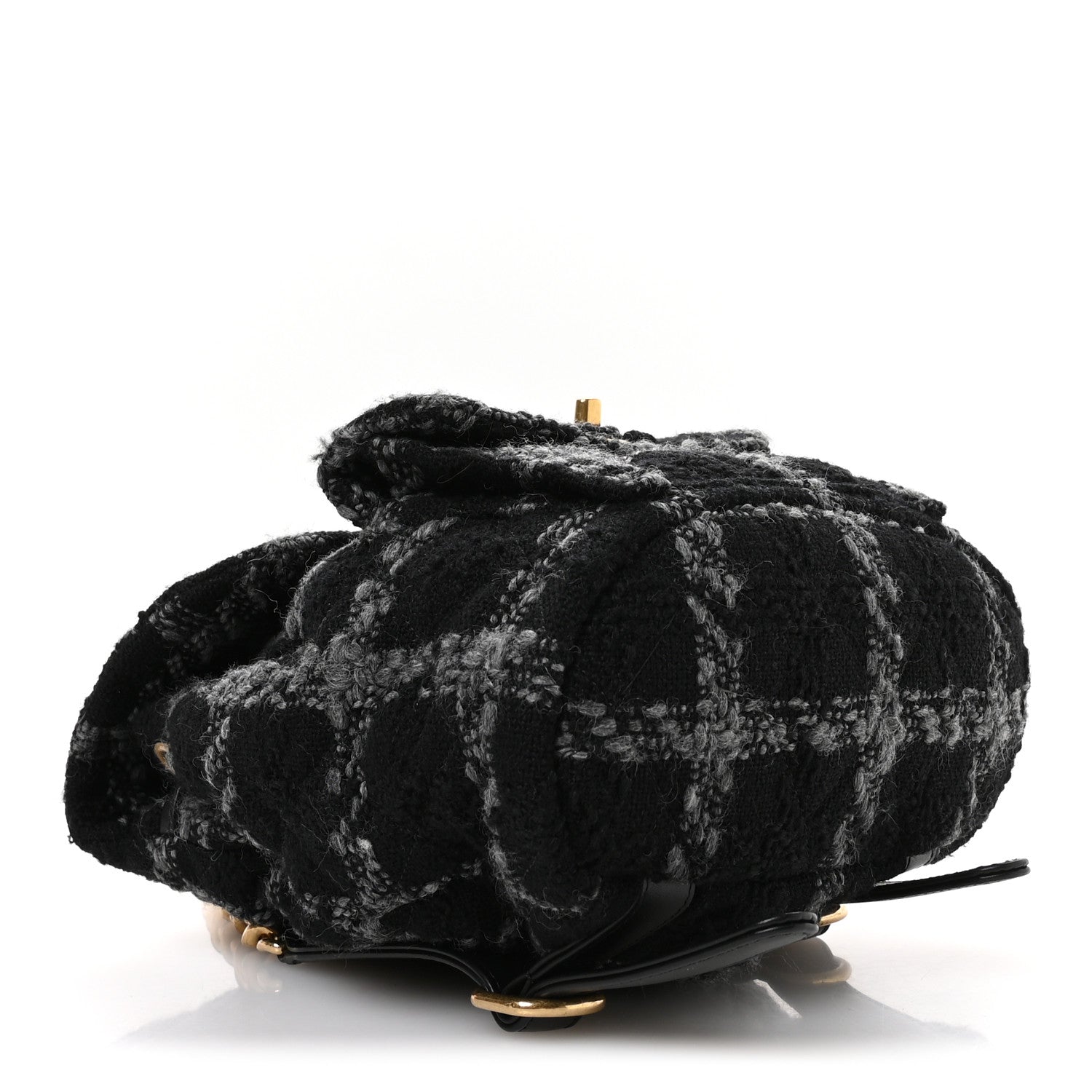Wool Tweed Elegant Backpack Black Grey