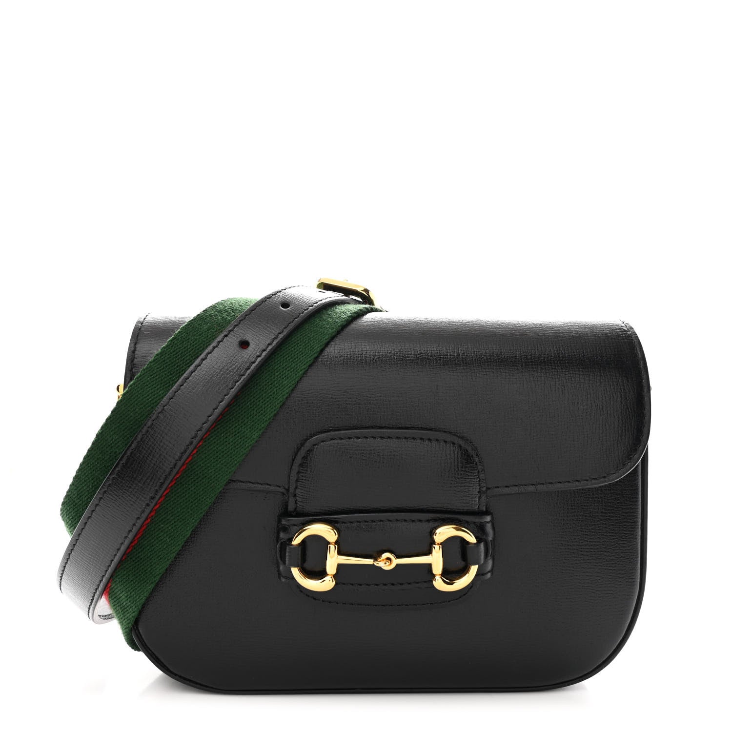 Azalea Calfskin Web Mini Horsebit 1955 Shoulder Bag Black
