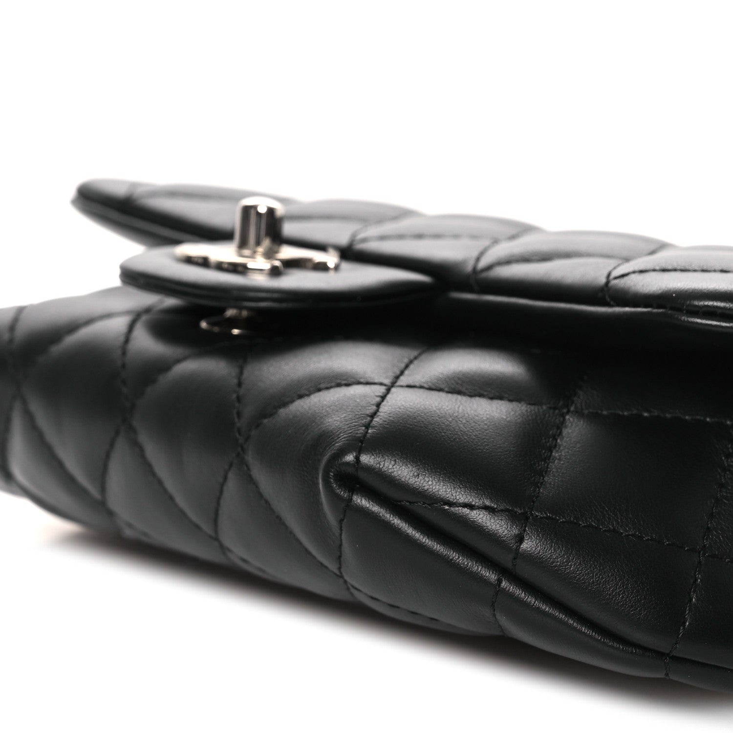 Calfskin Quilted CC Uniform Flap Belt Bag Black