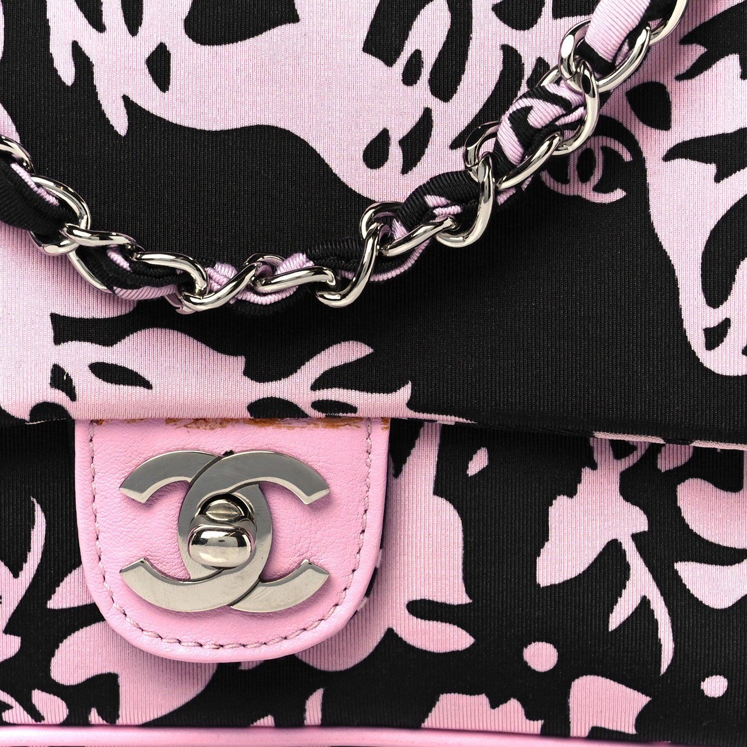 Printed Fabric East West Flap Black Pink