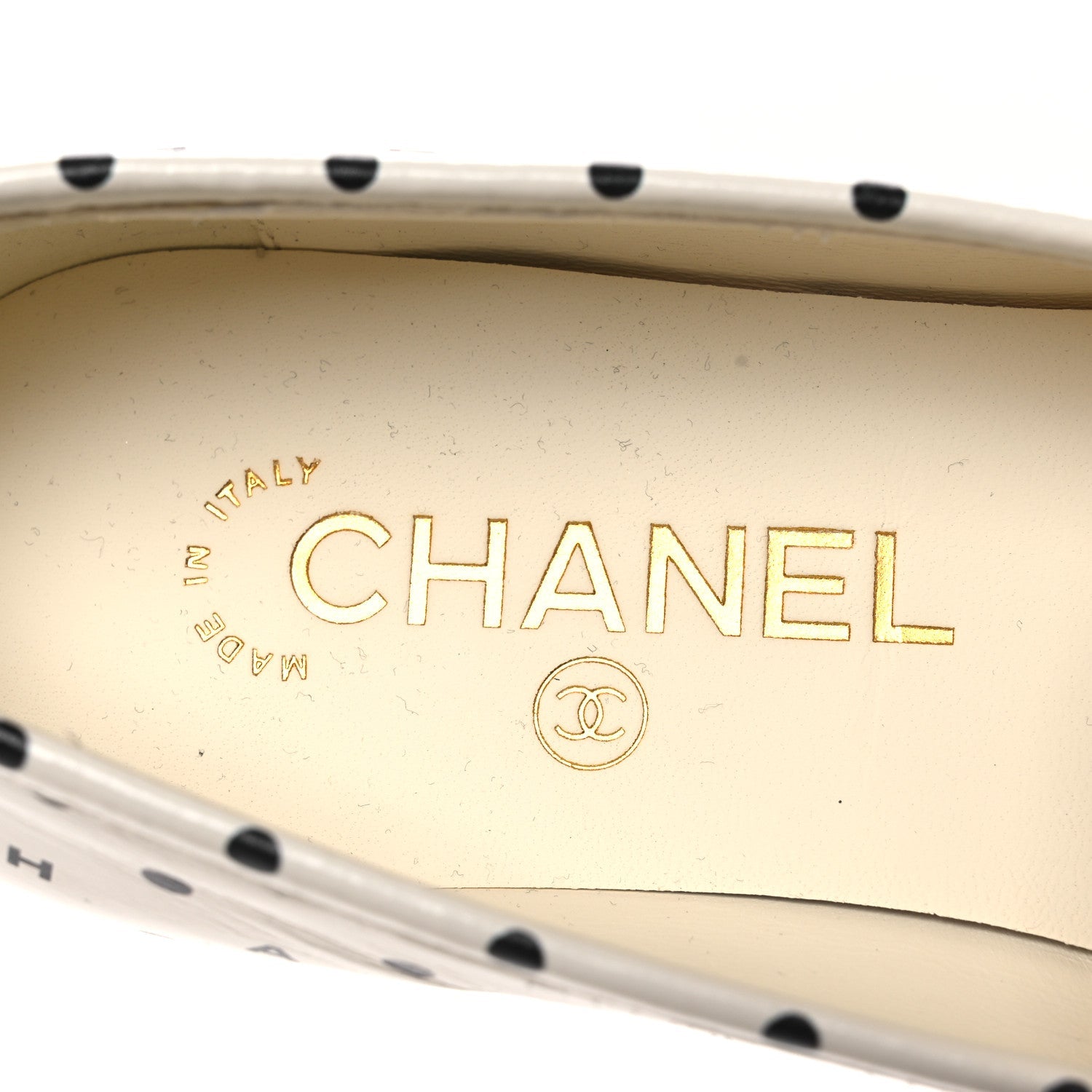 Printed Calfskin CC Dots Moccasin Loafers 36 Ivory Black