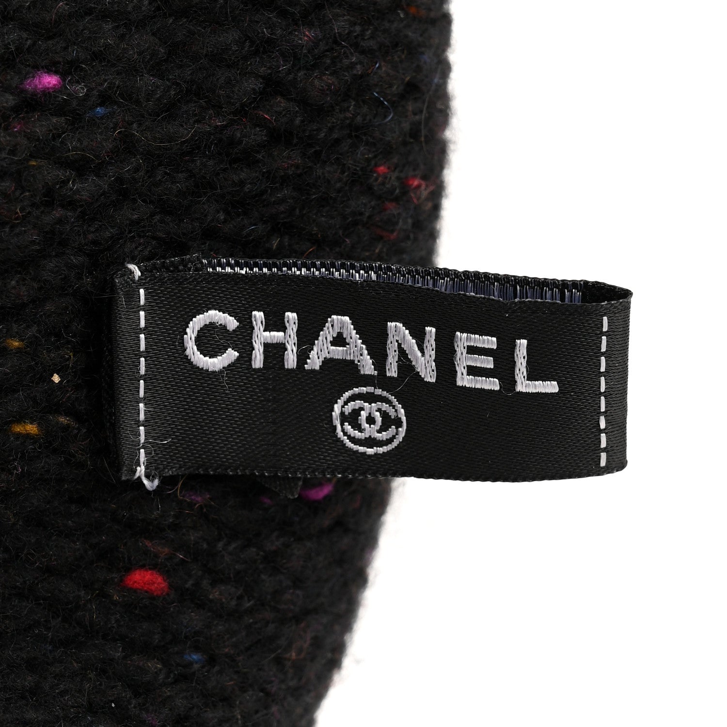 Cashmere Silk CC Beanie Hat Black Ecru