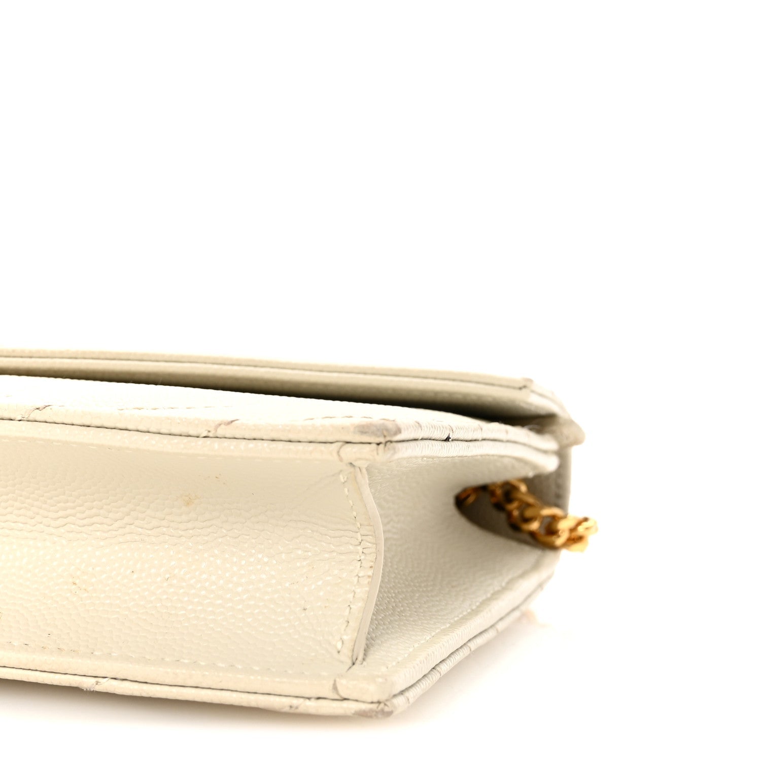 Grain De Poudre Matelasse Chevron Monogram Envelope Chain Wallet Crema Soft