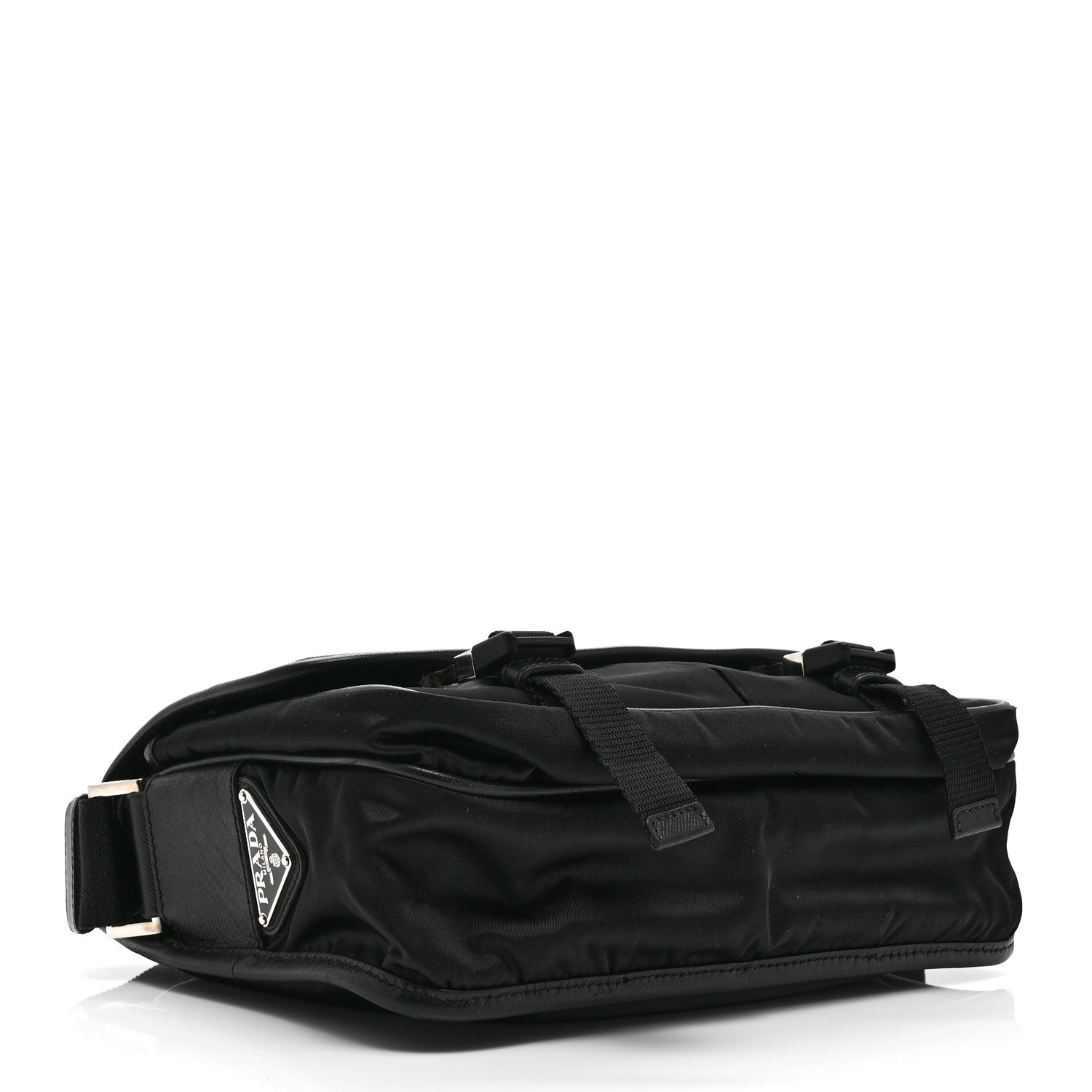 Tessuto Nylon Saffiano Logo Messenger Bag Black