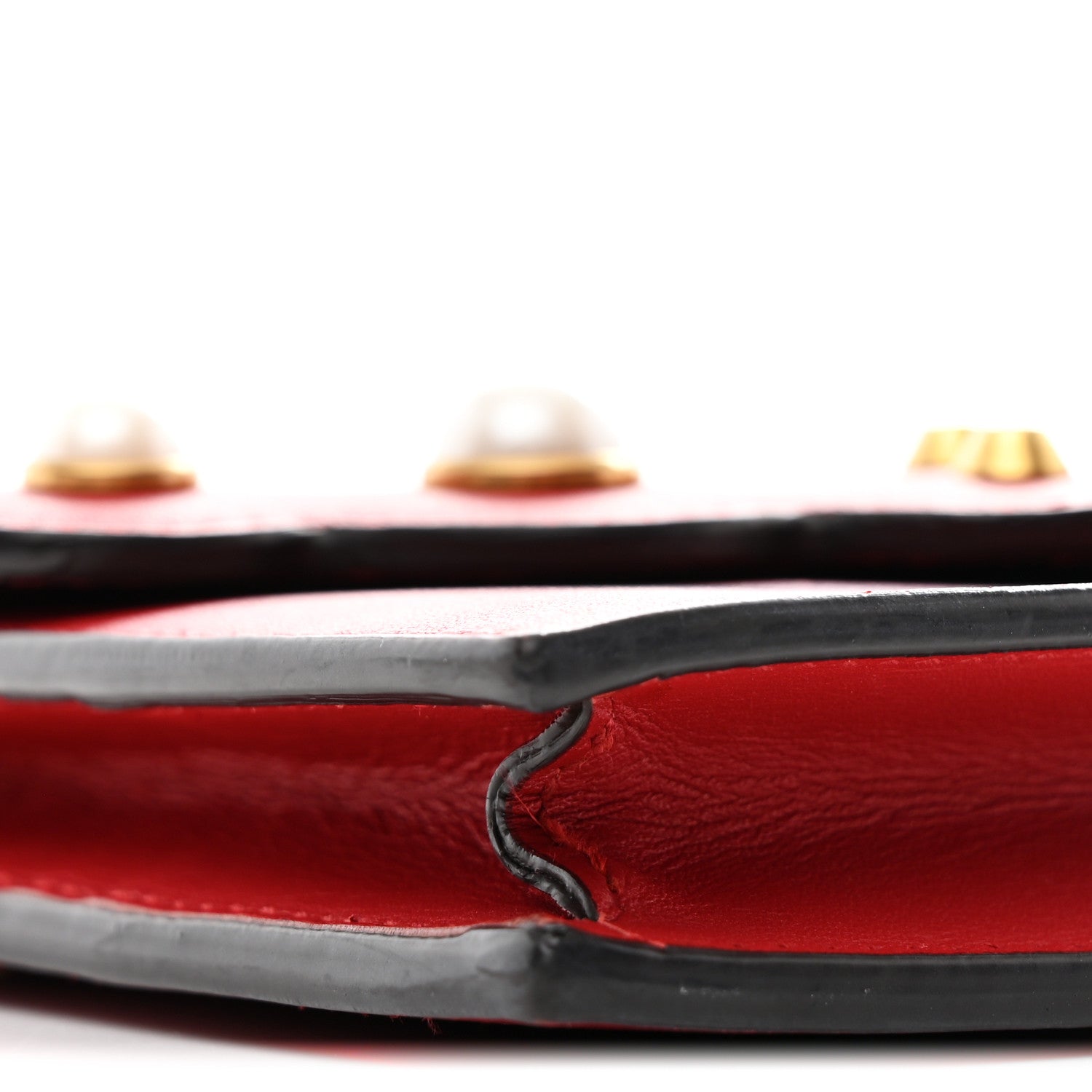 Calfskin Mini Peony Pearly Wallet on Chain Red