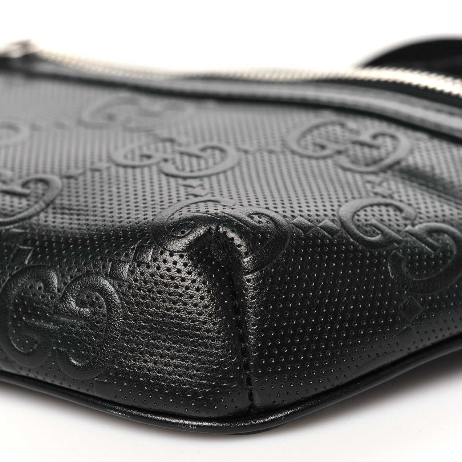 Calfskin GG Tennis Embossed Belt Bag Black
