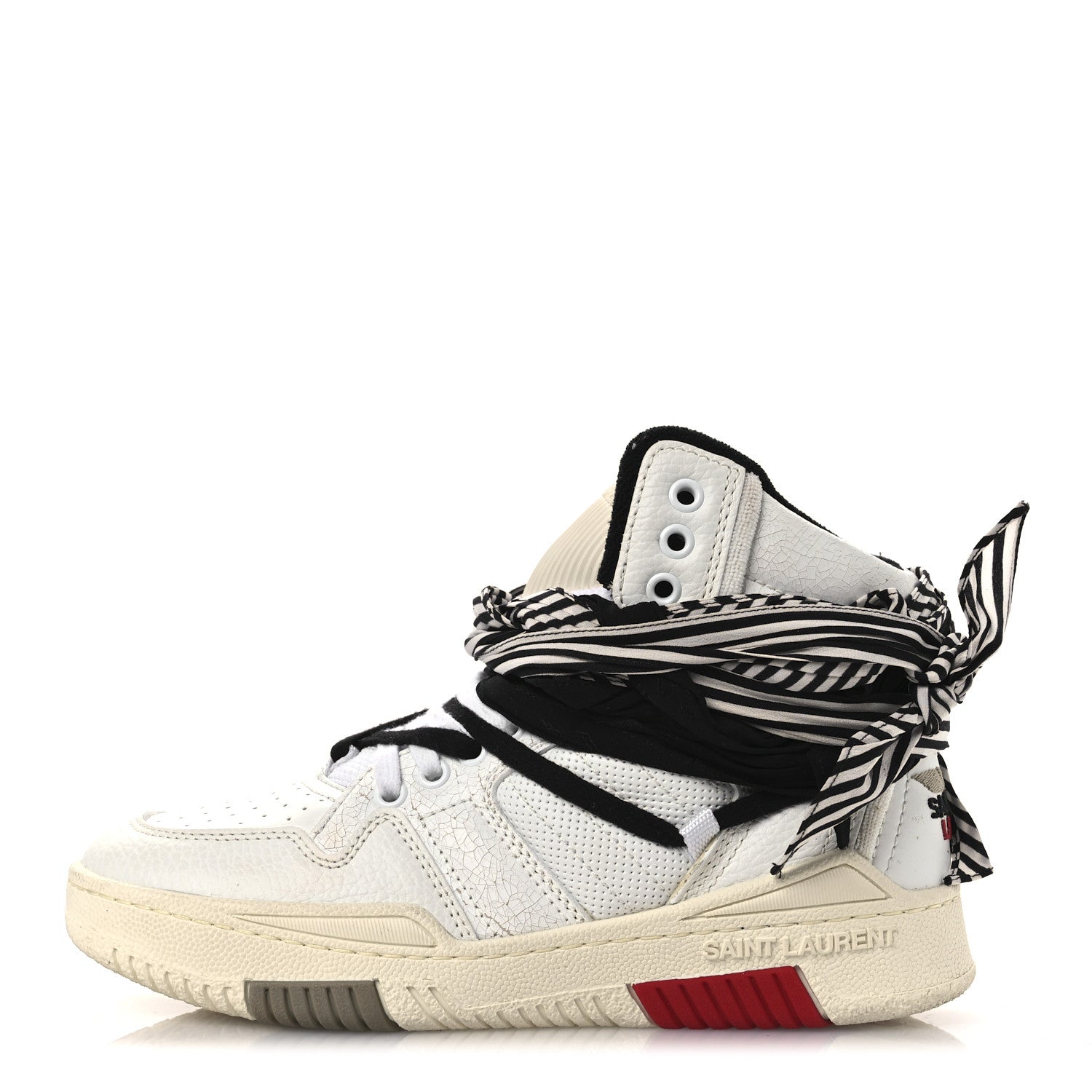 Calfskin Smith High Top Sneakers 36 White Black