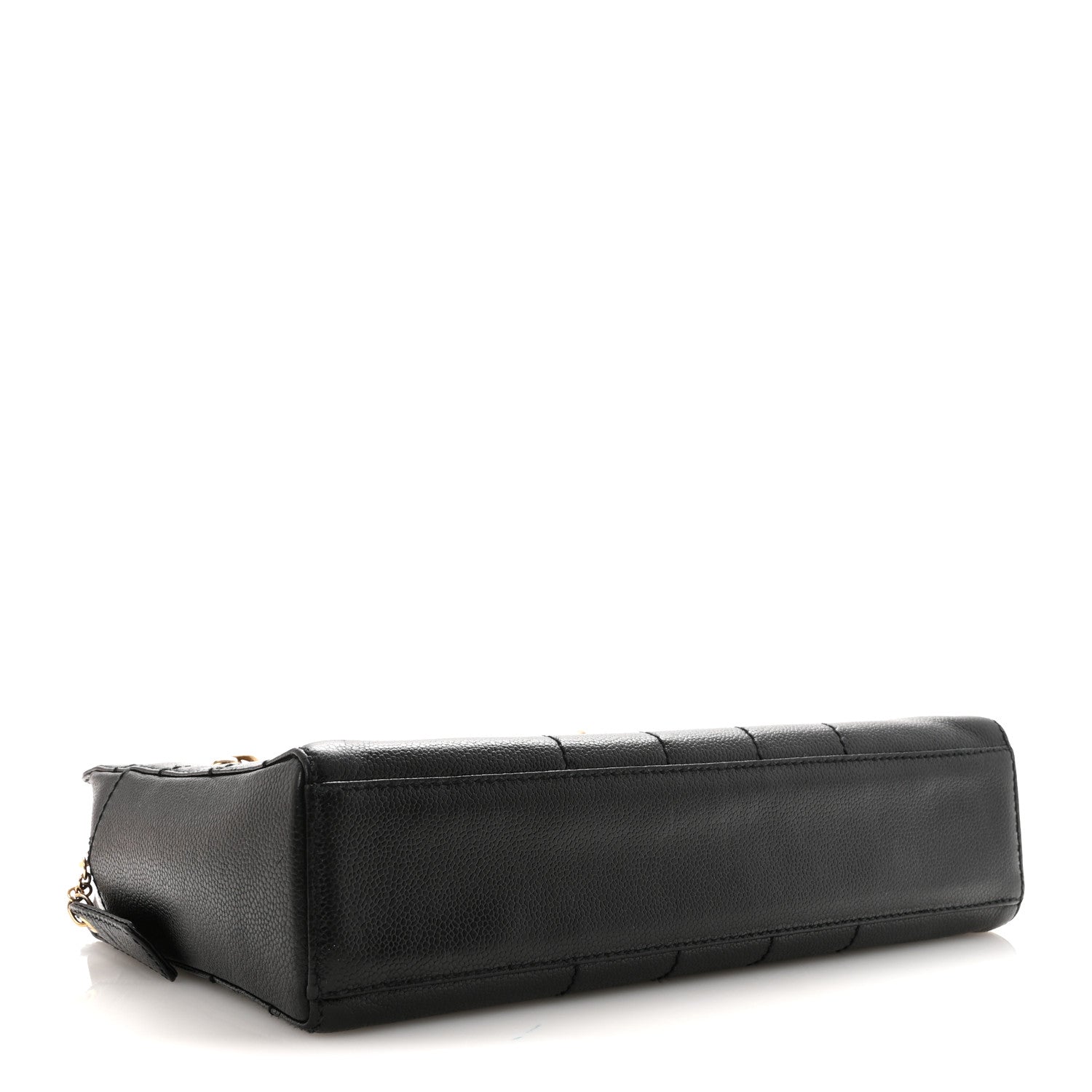 Caviar Stitched Chocolate Bar Shopping Tote Black